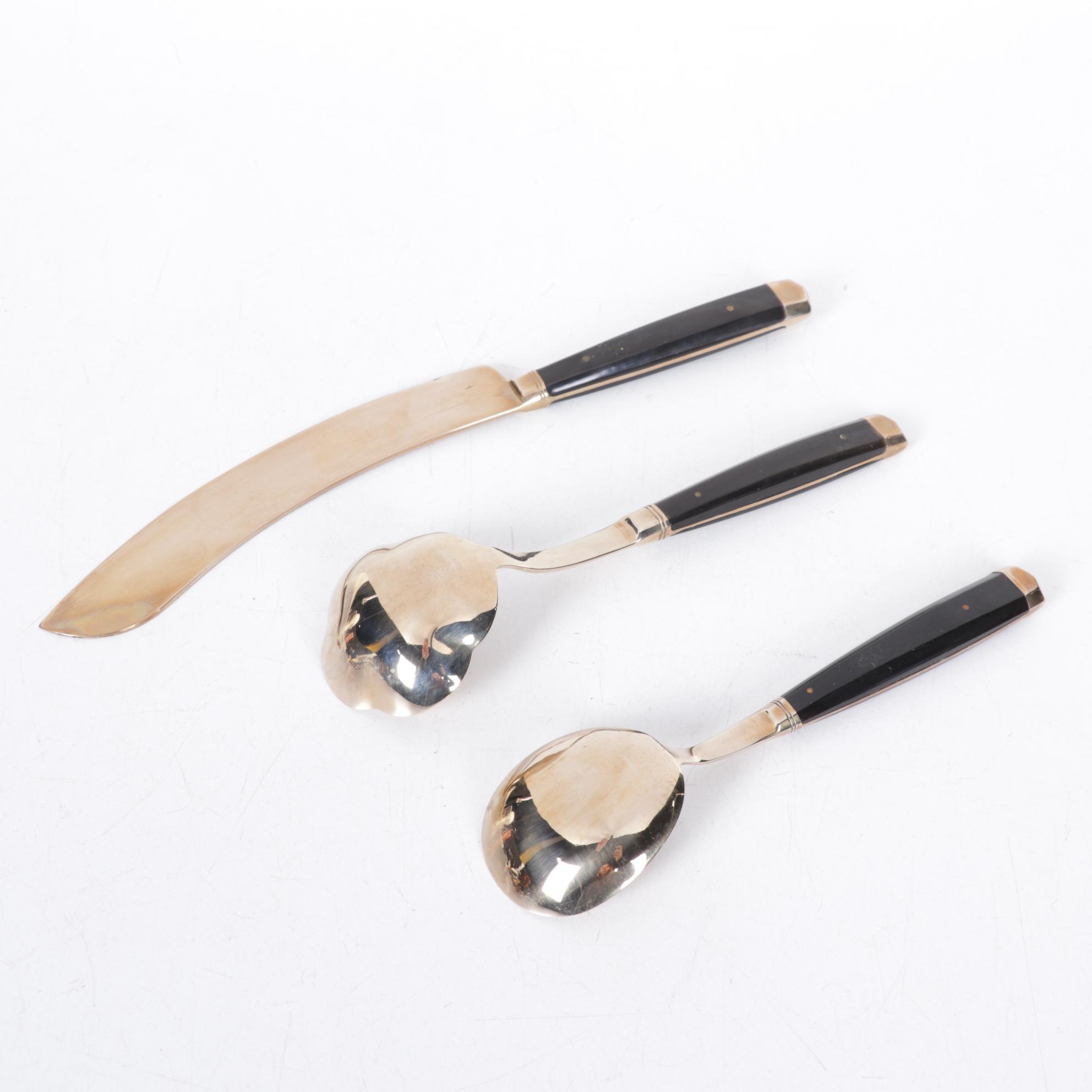 S. Samran Thailand Bronze Alloy and Rosewood Flatware and Serving Utensils