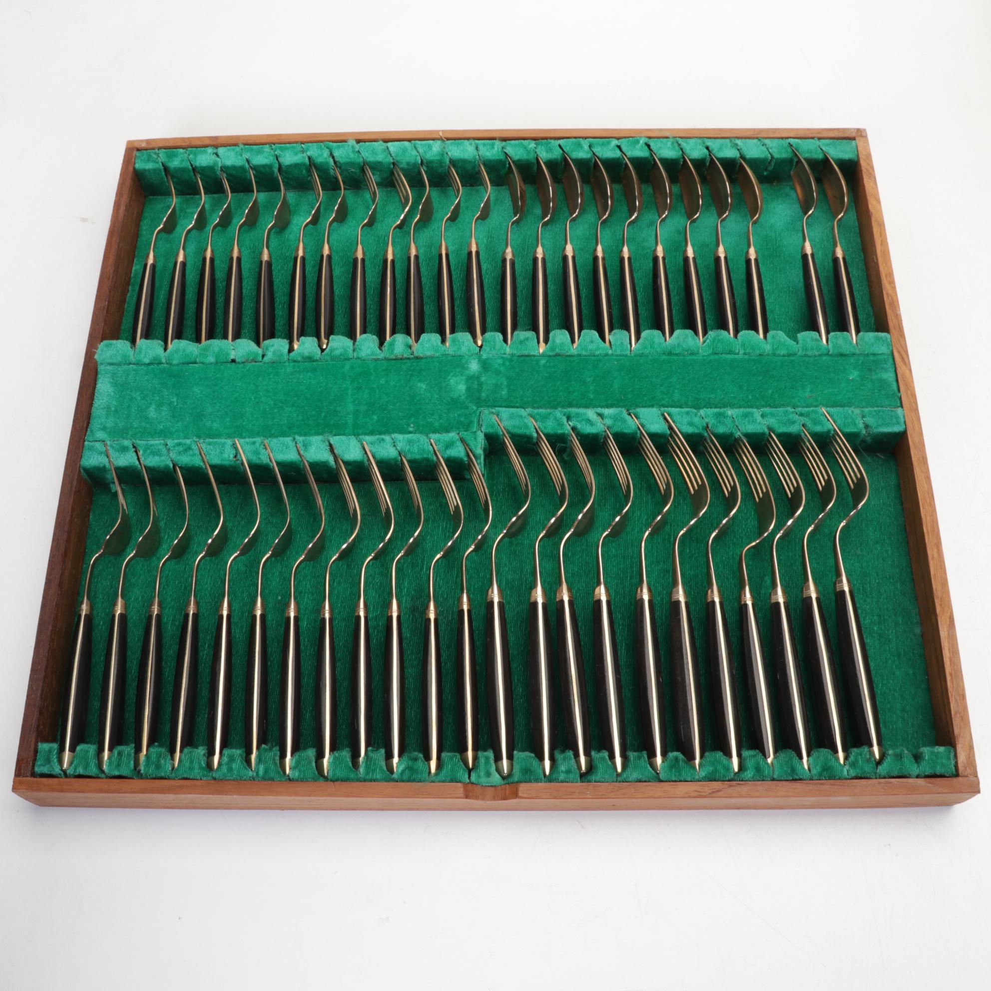 S. Samran Thailand Bronze Alloy and Rosewood Flatware and Serving Utensils