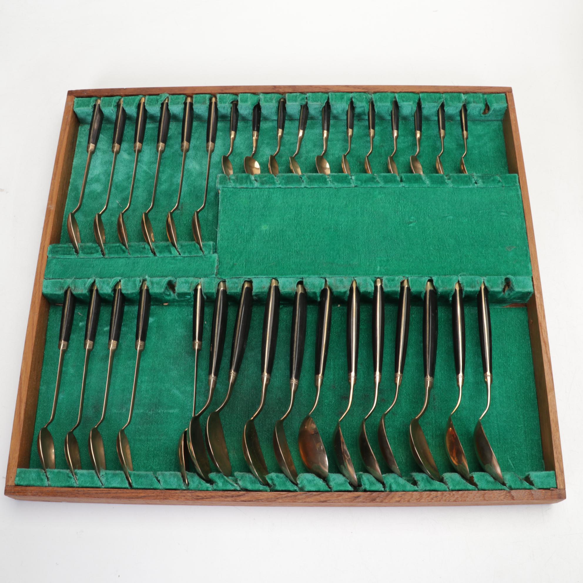 S. Samran Thailand Bronze Alloy and Rosewood Flatware and Serving Utensils