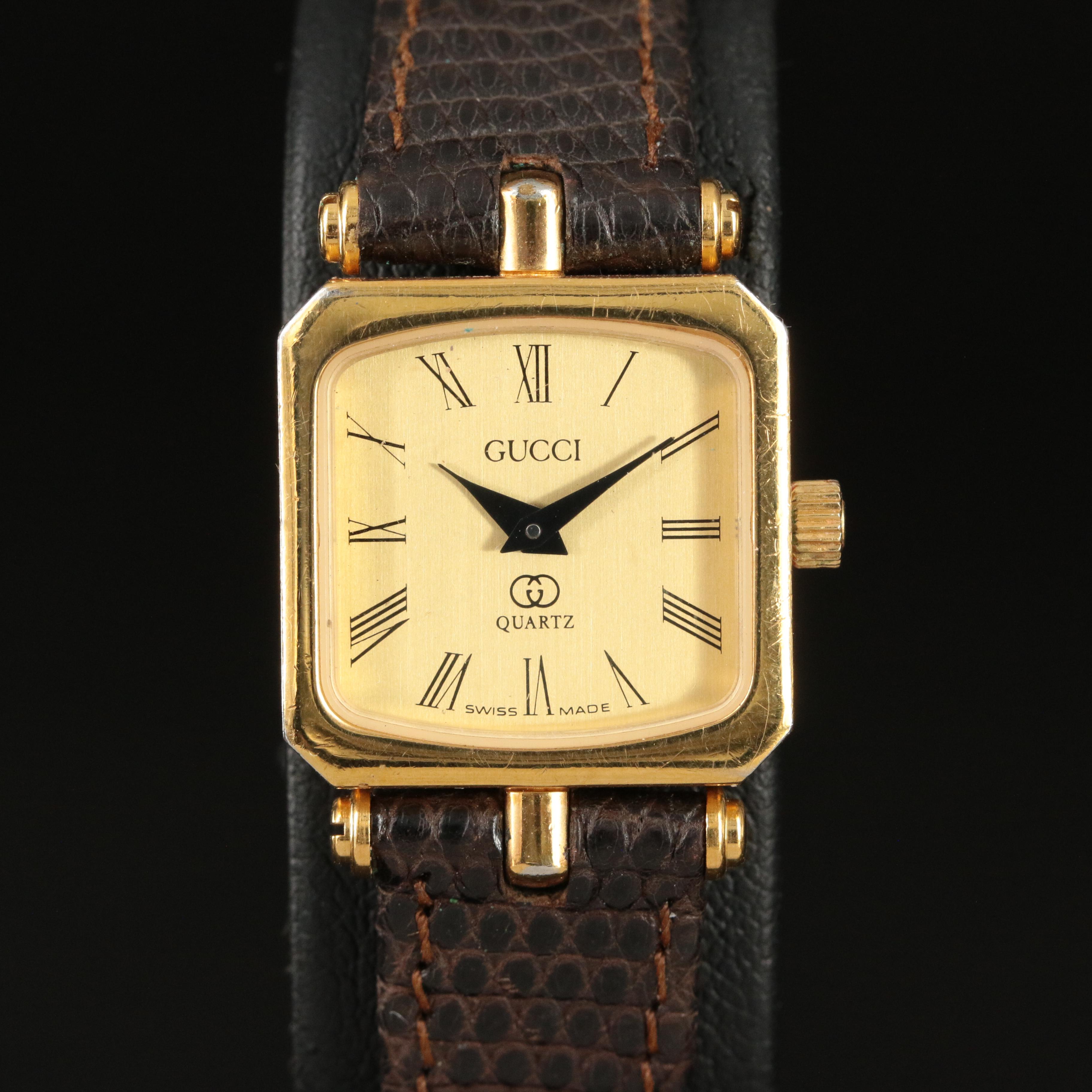 Vintage Gucci Quartz Red and Green Enamel Watch