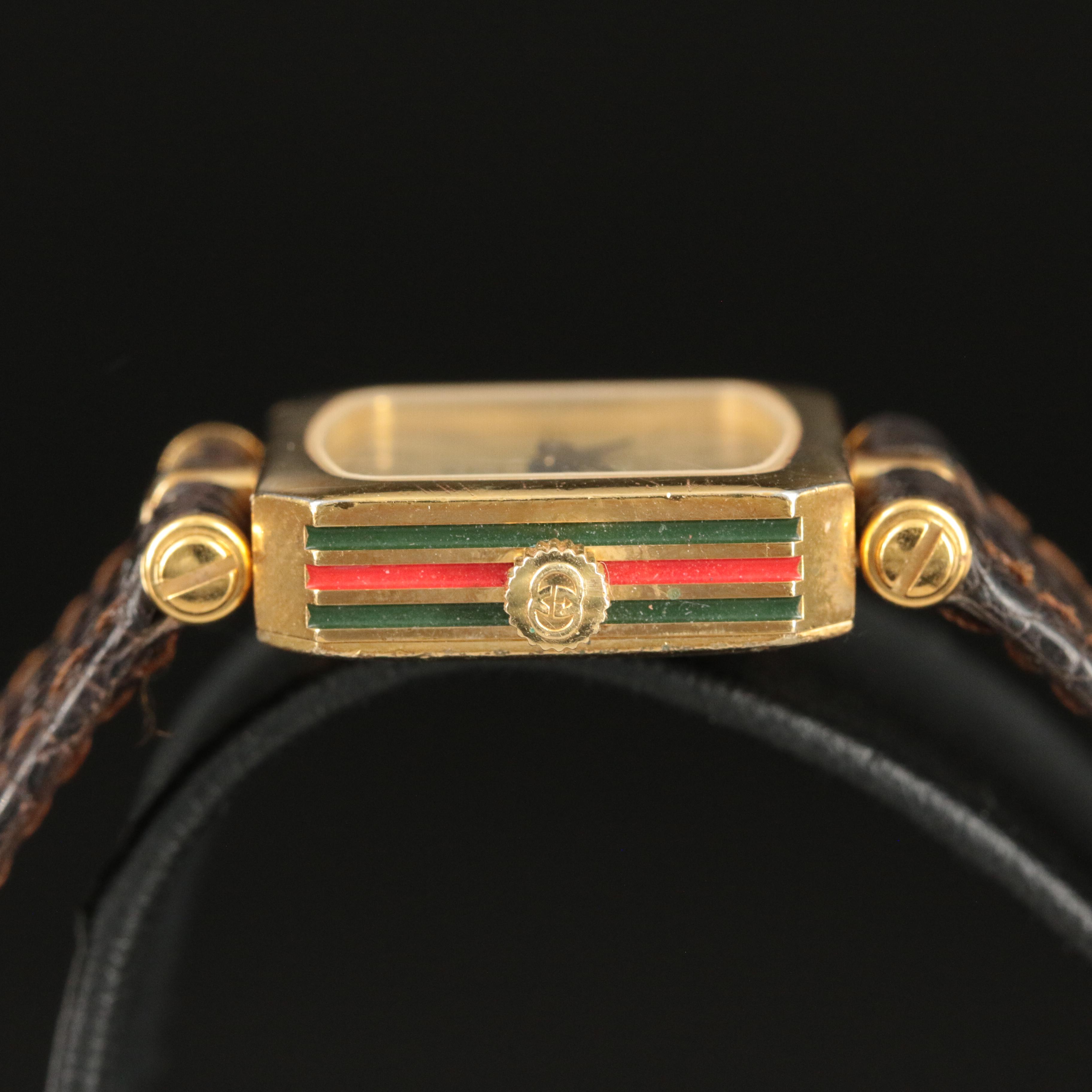 Vintage Gucci Quartz Red and Green Enamel Watch