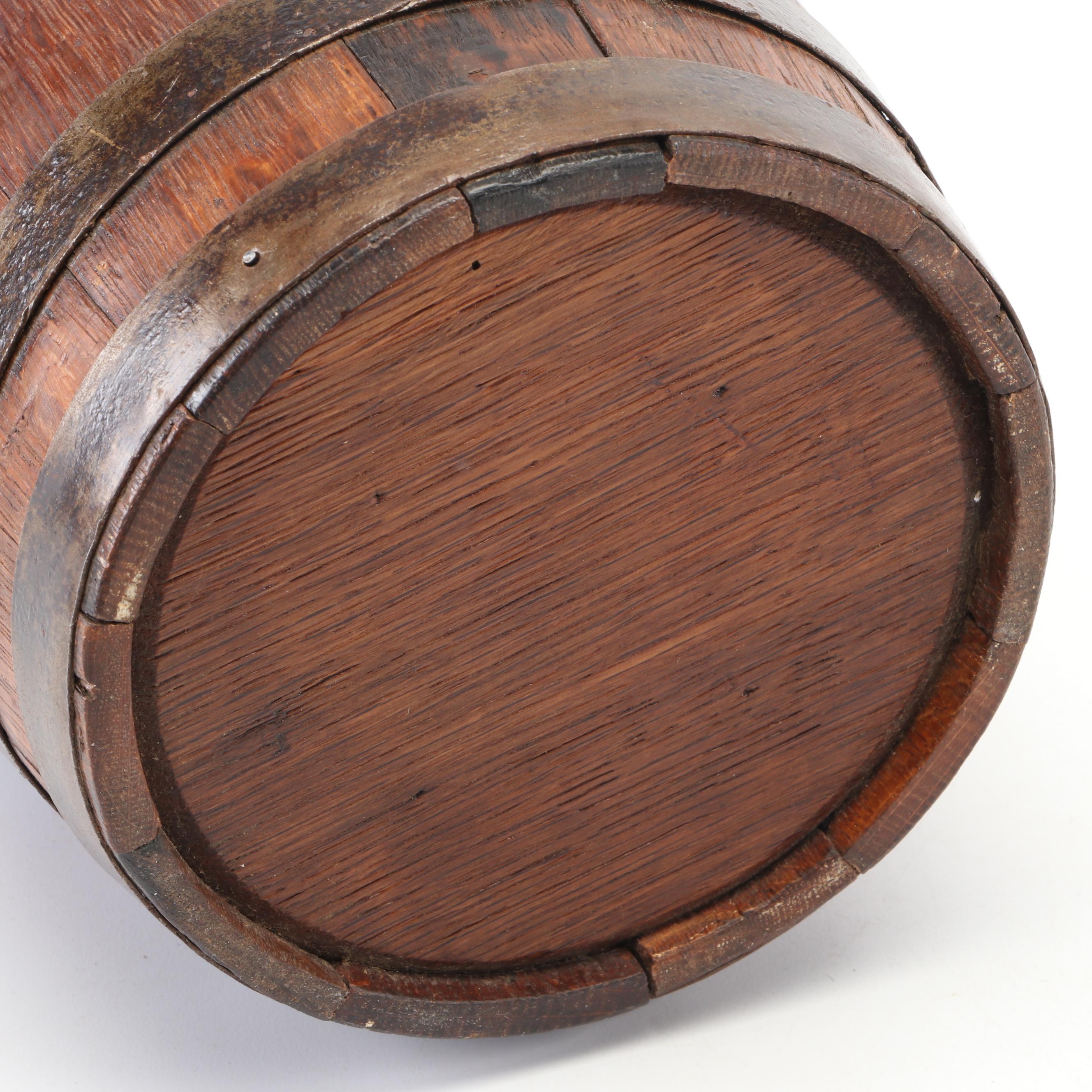 Iron Strap Bound Oak Stave Barrel Form Bucket