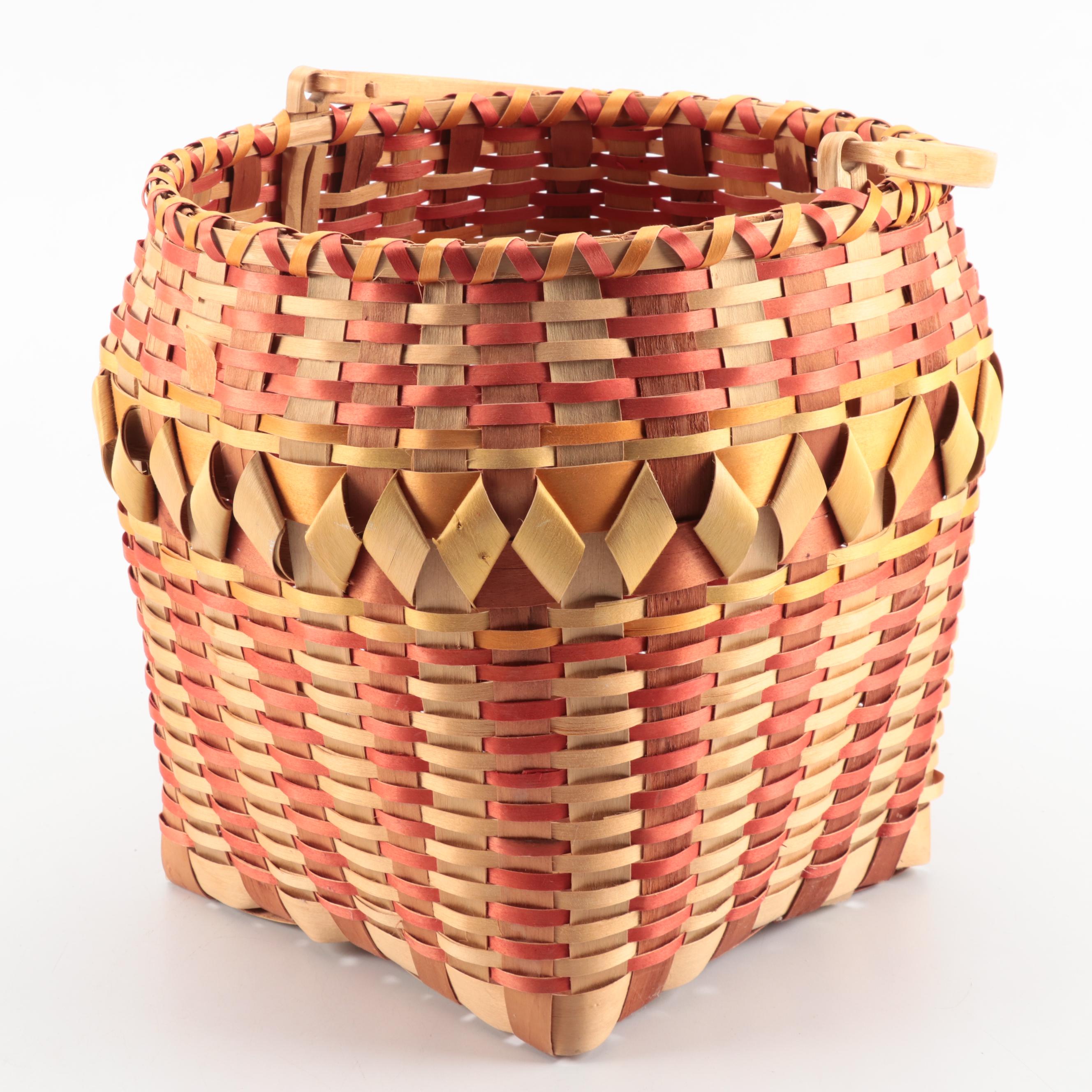 Winnebago Native American Handwoven Wooden Basket