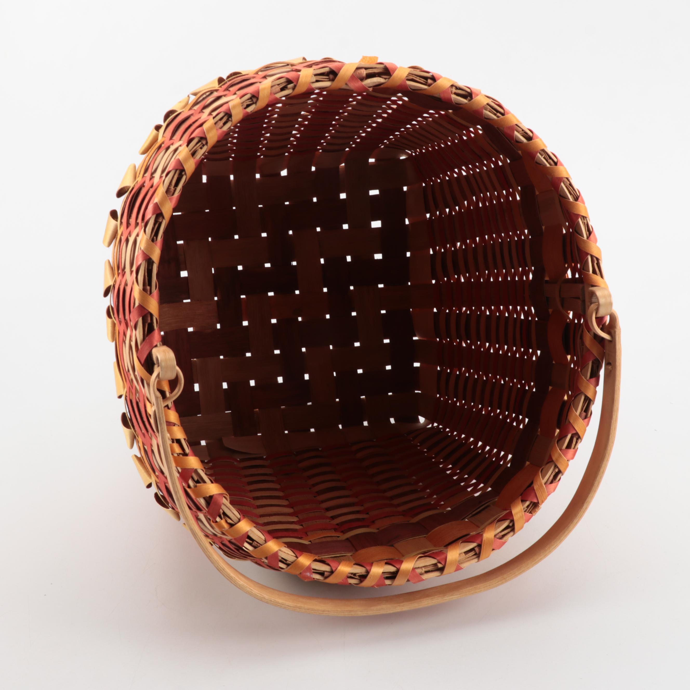 Winnebago Native American Handwoven Wooden Basket