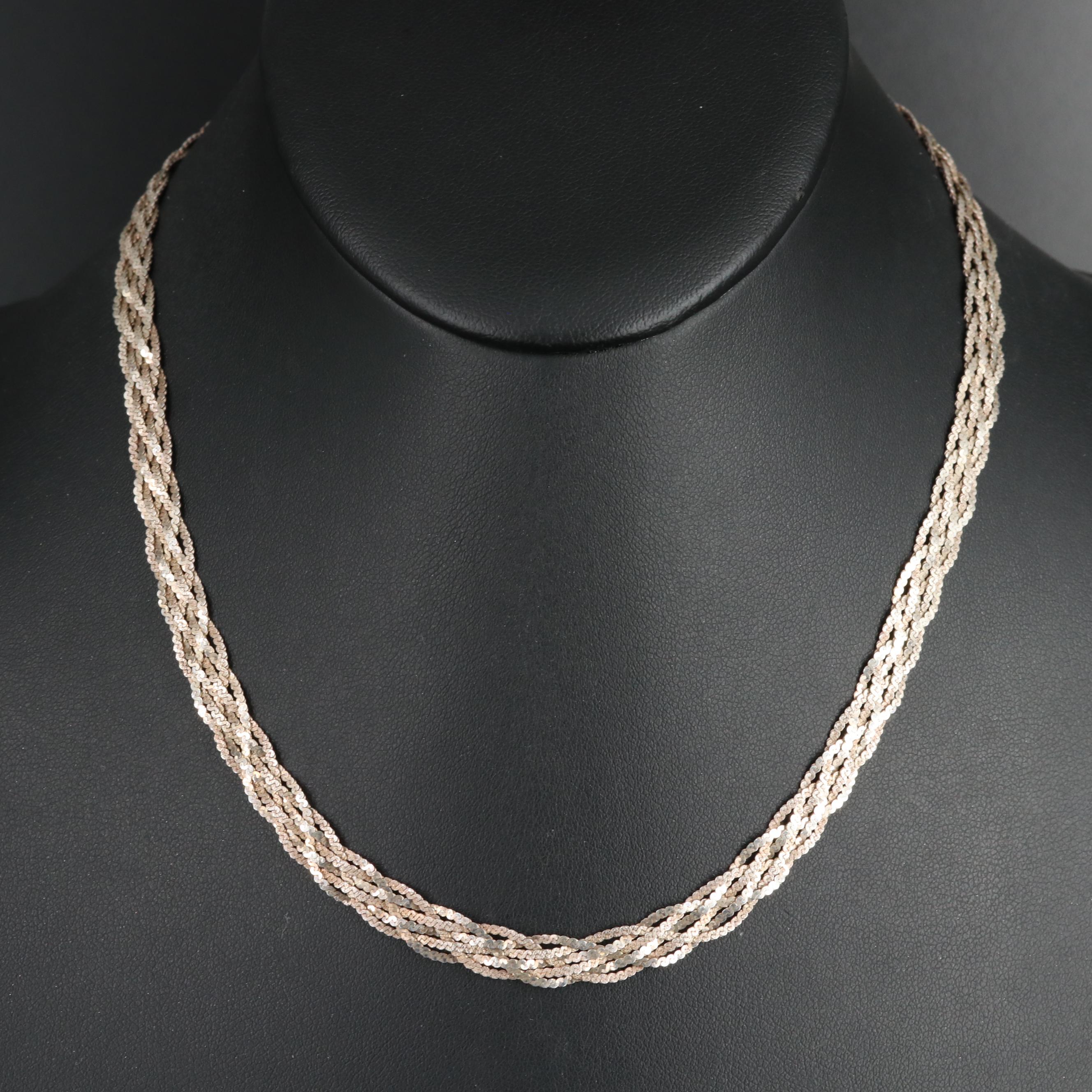 Sterling Braided Serpentine Chain Necklace