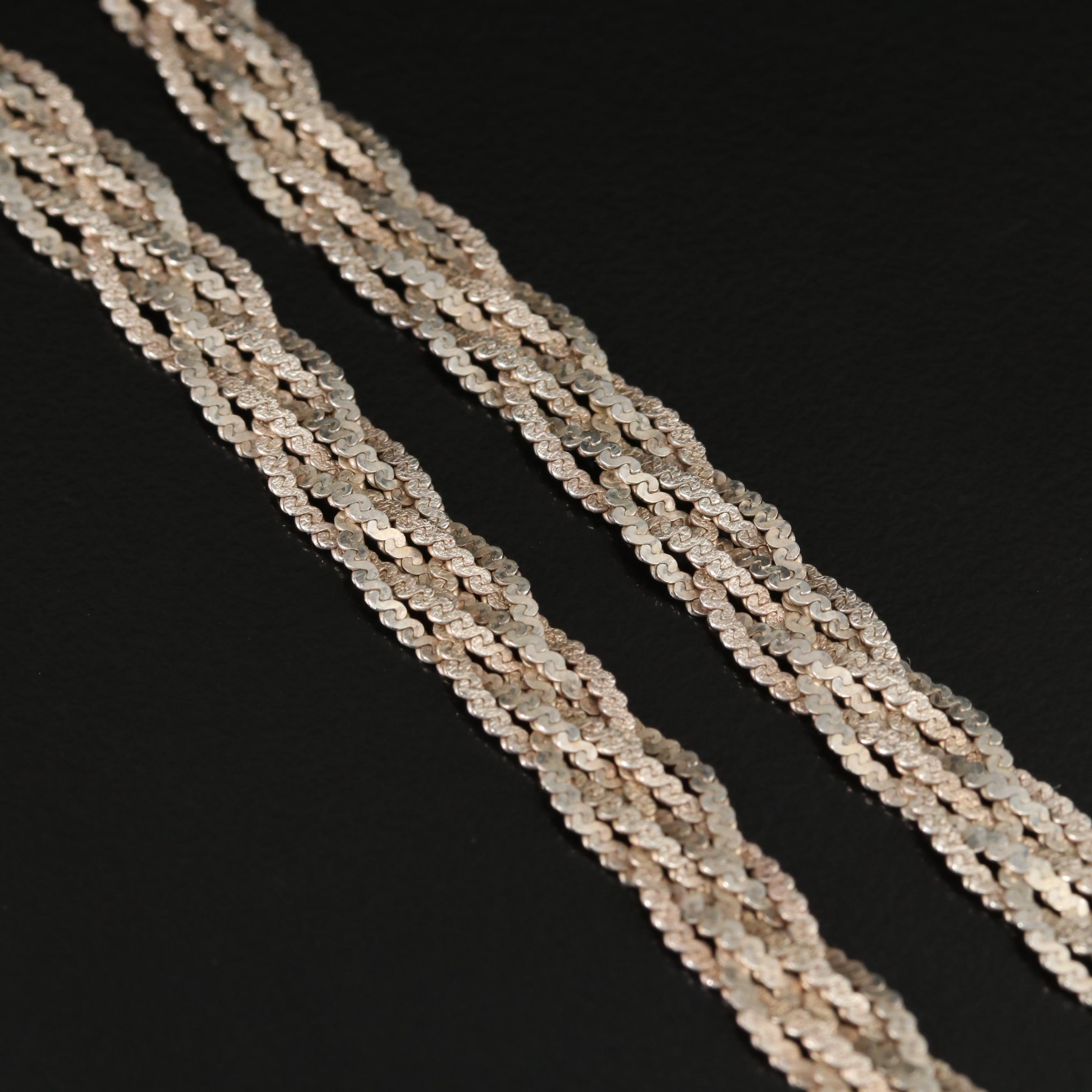 Sterling Braided Serpentine Chain Necklace