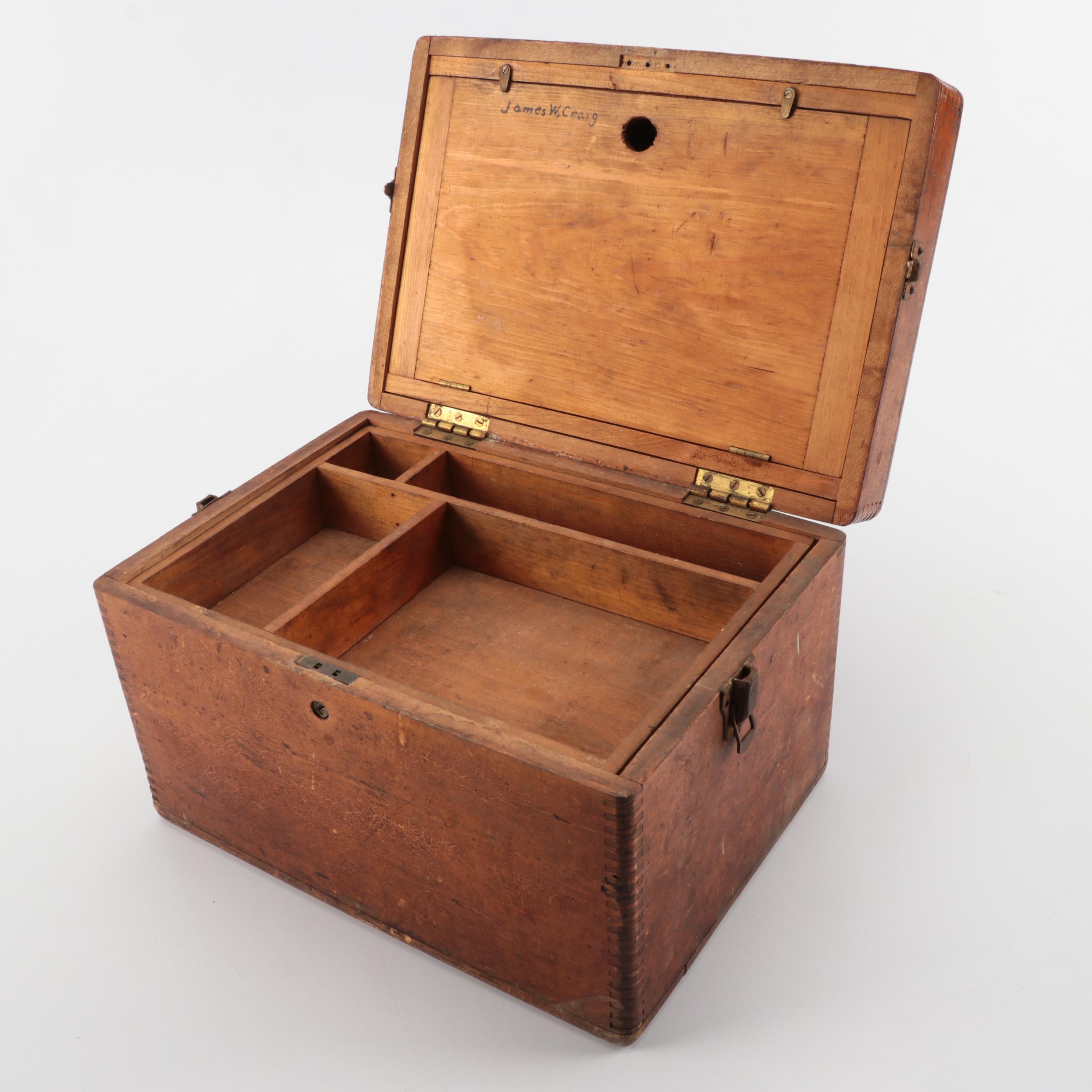 Wooden Locking Tool Box, Early 20th Century