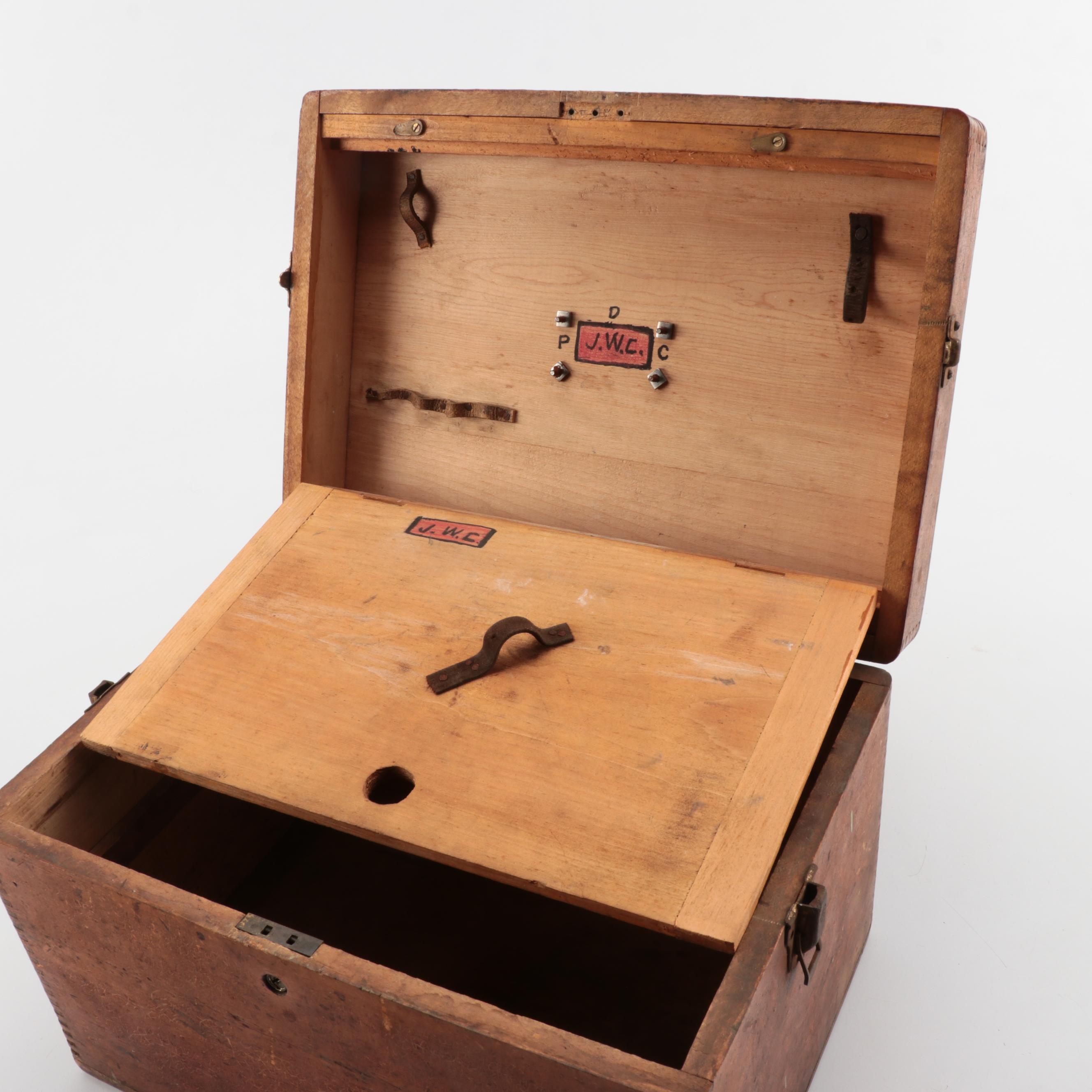 Wooden Locking Tool Box, Early 20th Century