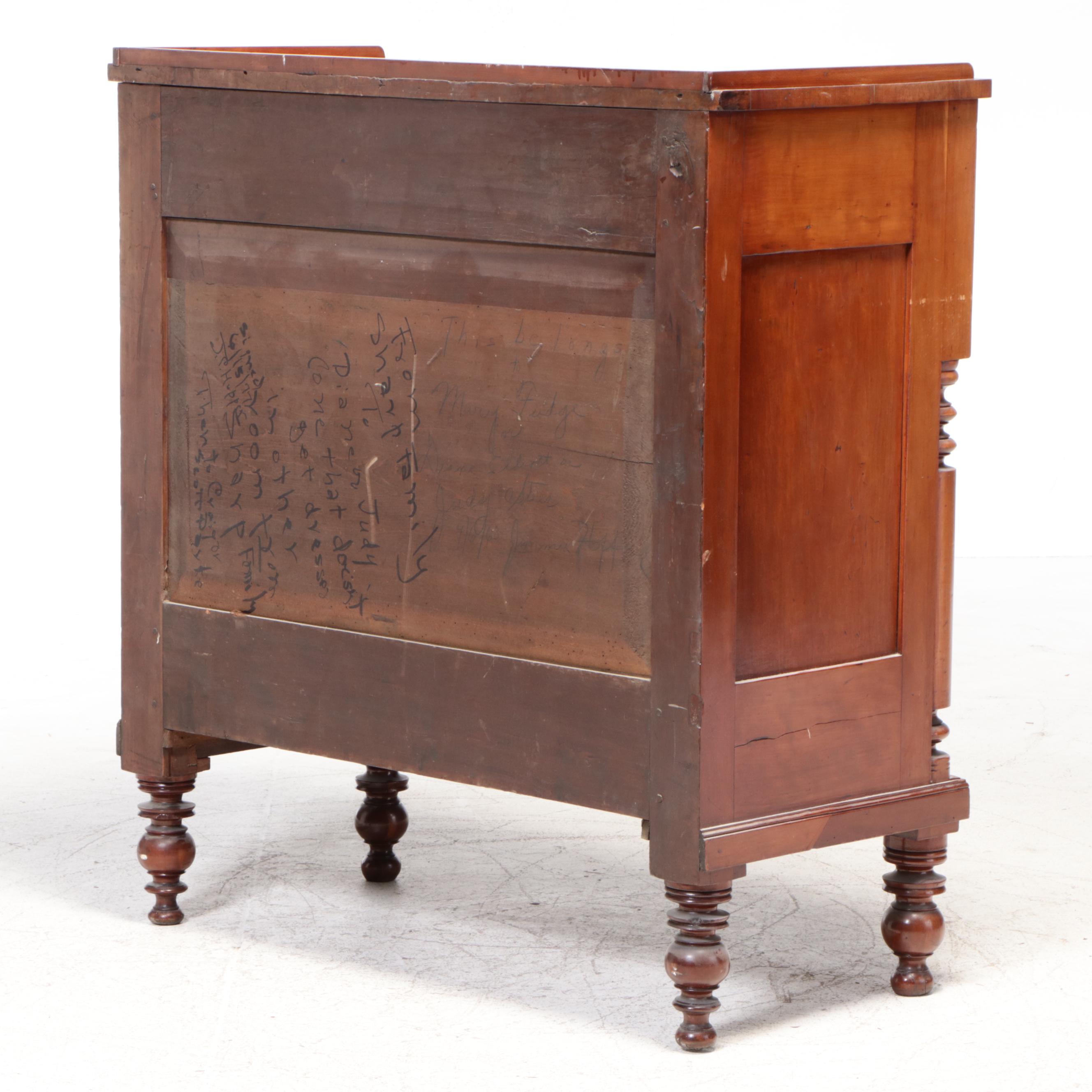 American Empire Mahogany Banded Cherry Chest, 19th Century