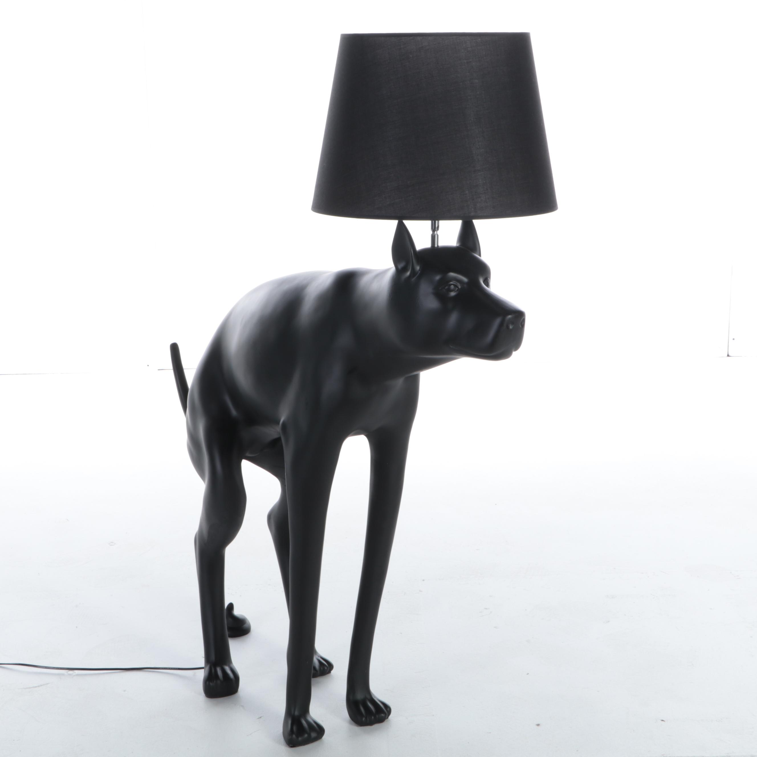 Neuu Design Emporium Black Composite Figural Dog Floor Lamp