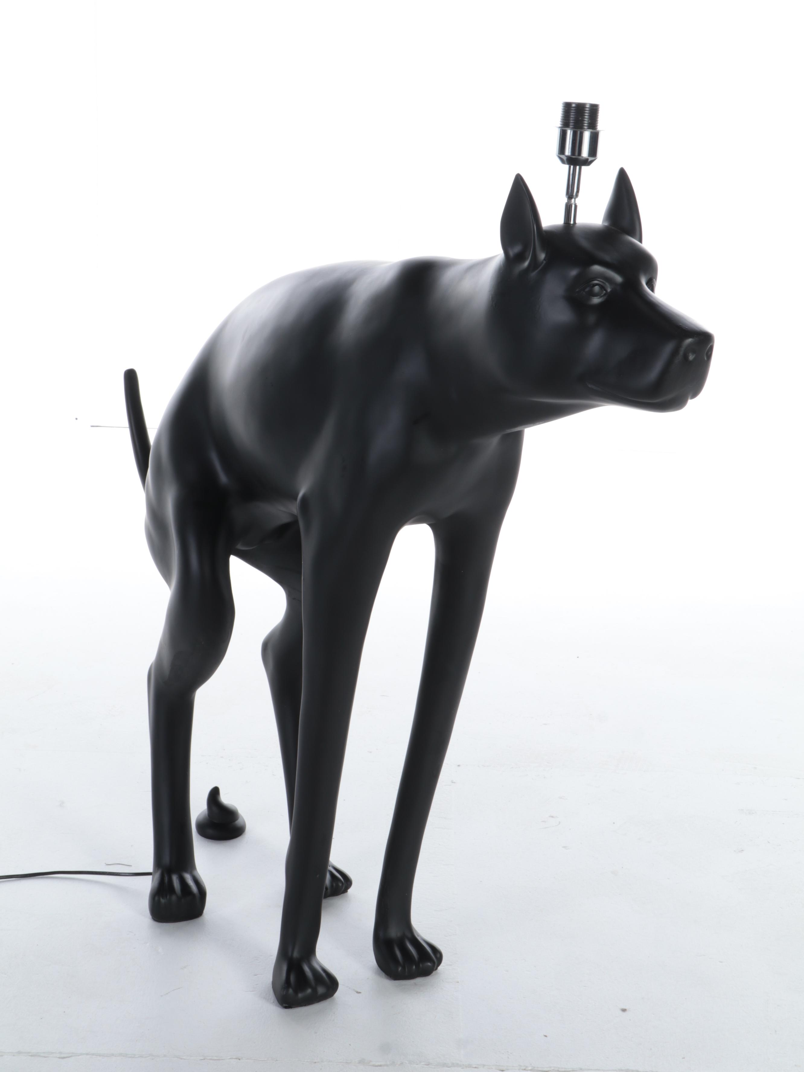 Neuu Design Emporium Black Composite Figural Dog Floor Lamp