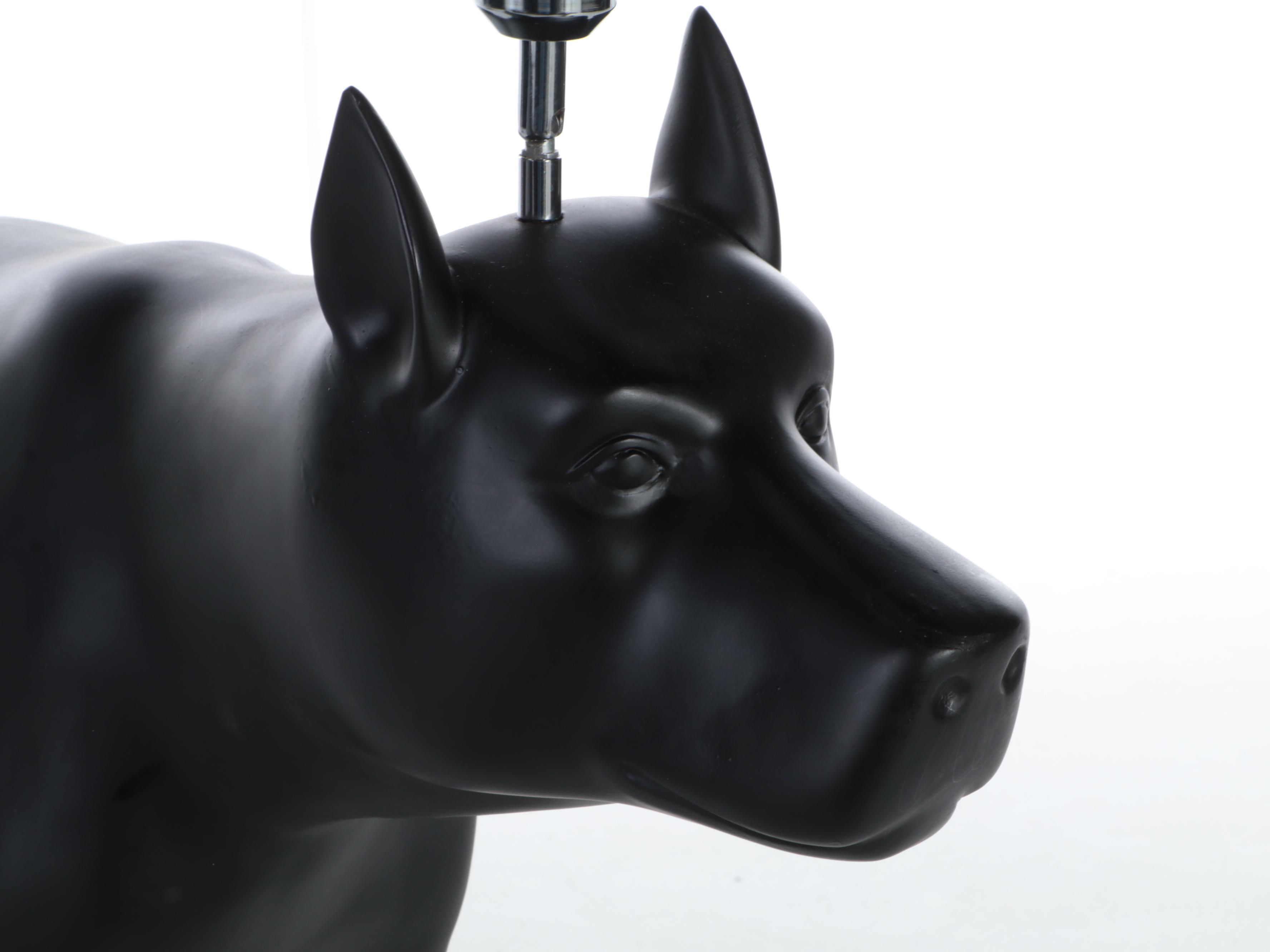 Neuu Design Emporium Black Composite Figural Dog Floor Lamp