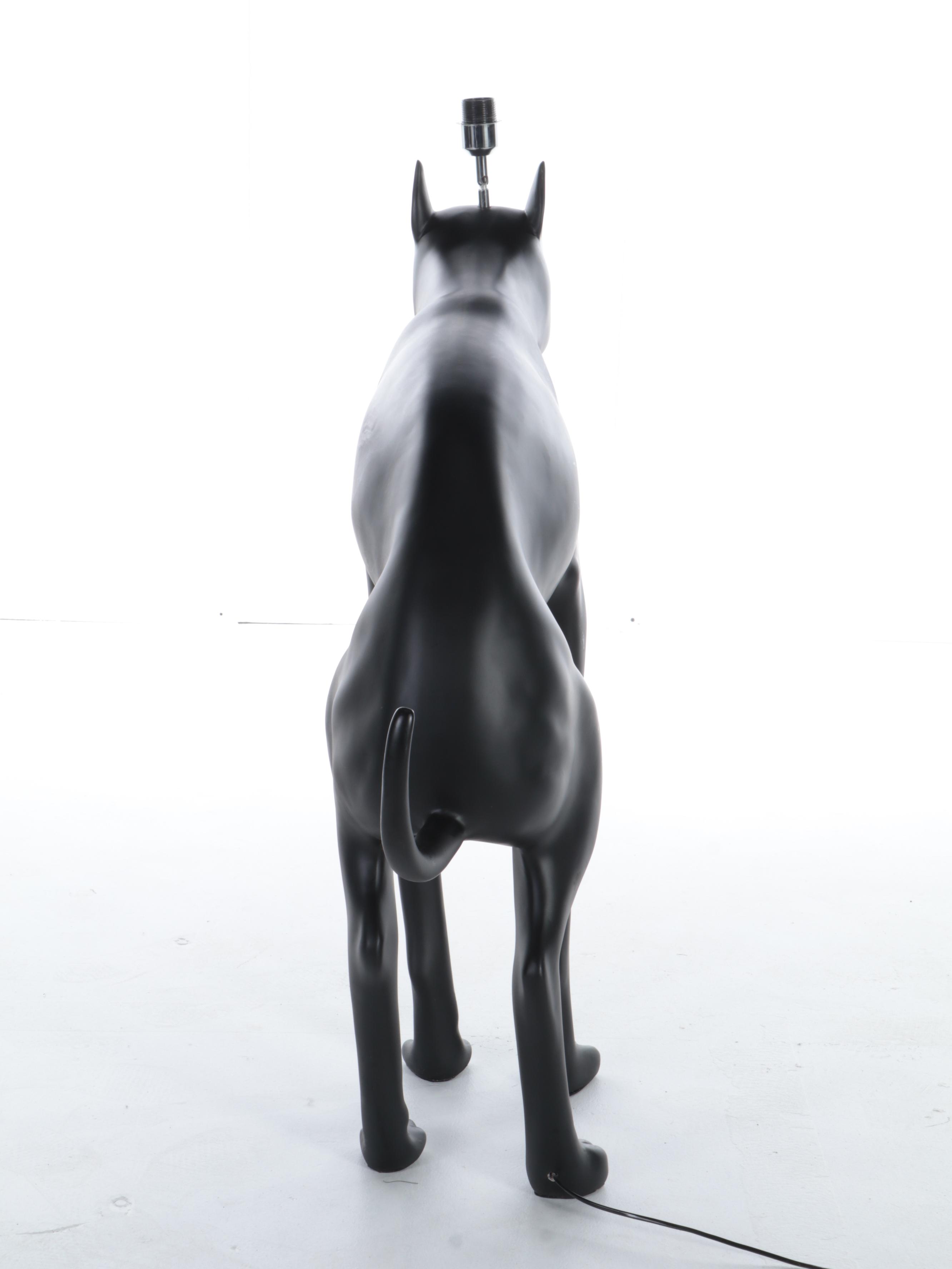 Neuu Design Emporium Black Composite Figural Dog Floor Lamp