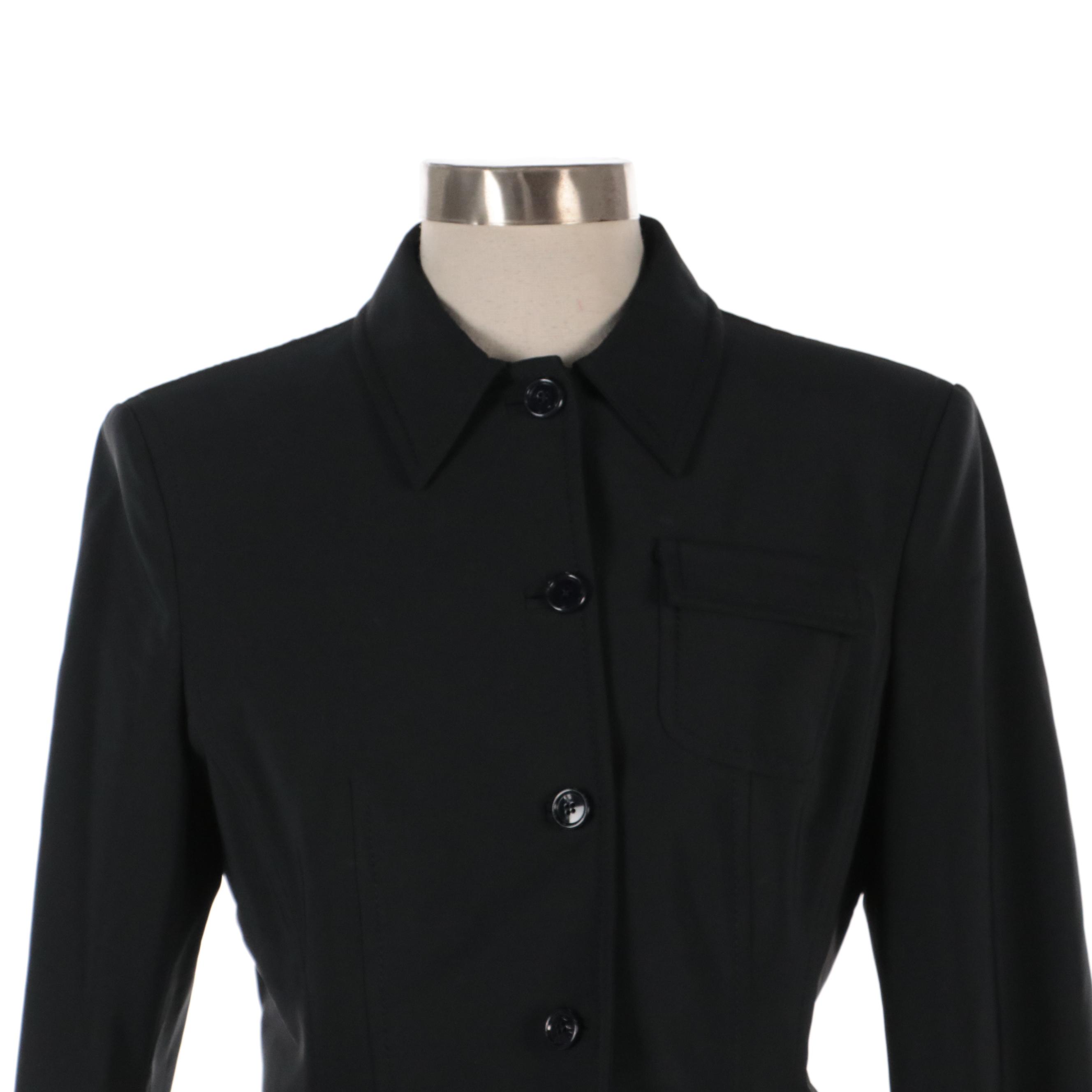 Prada Tailored Button-Front Jacket in Stretch Polyester
