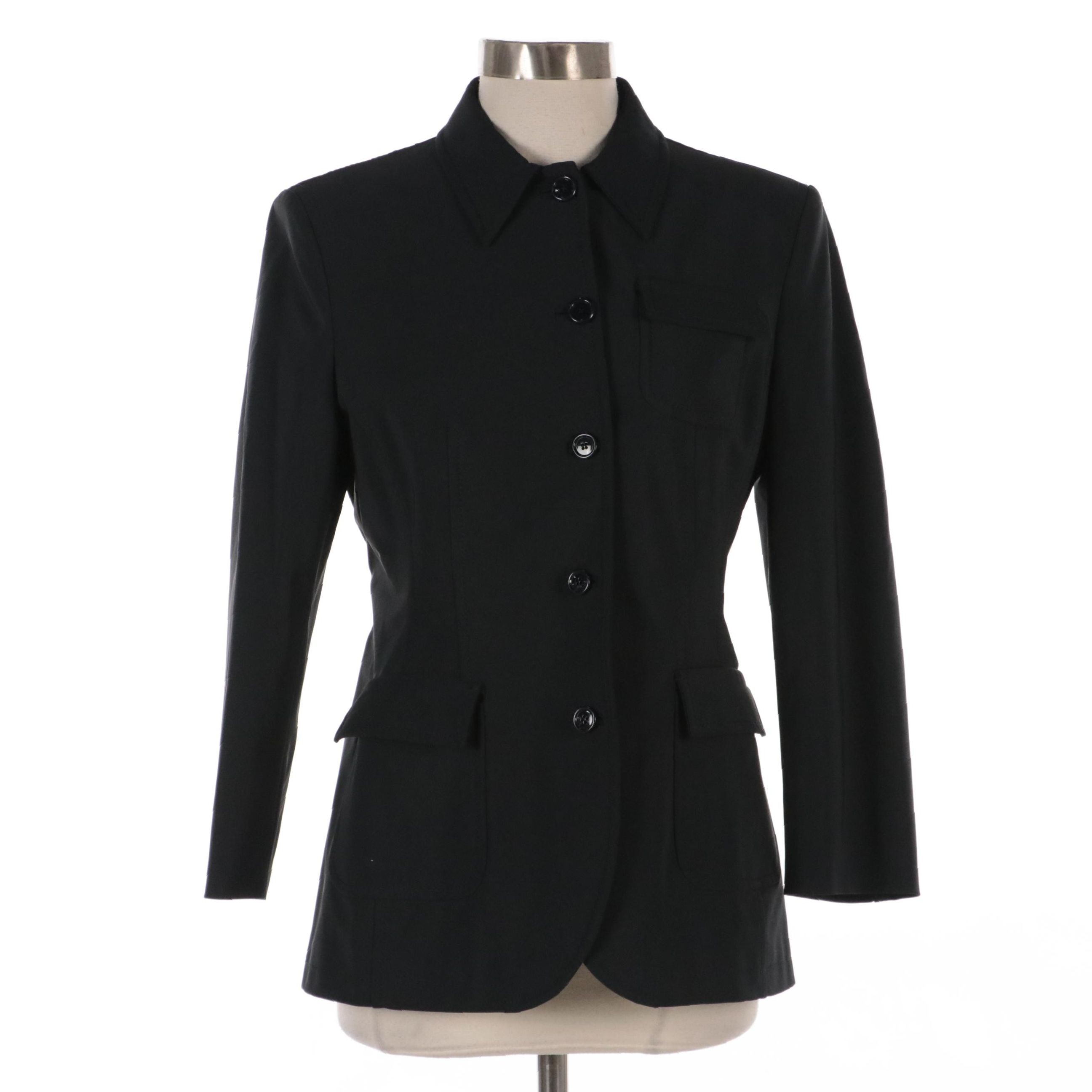 Prada Tailored Button-Front Jacket in Stretch Polyester