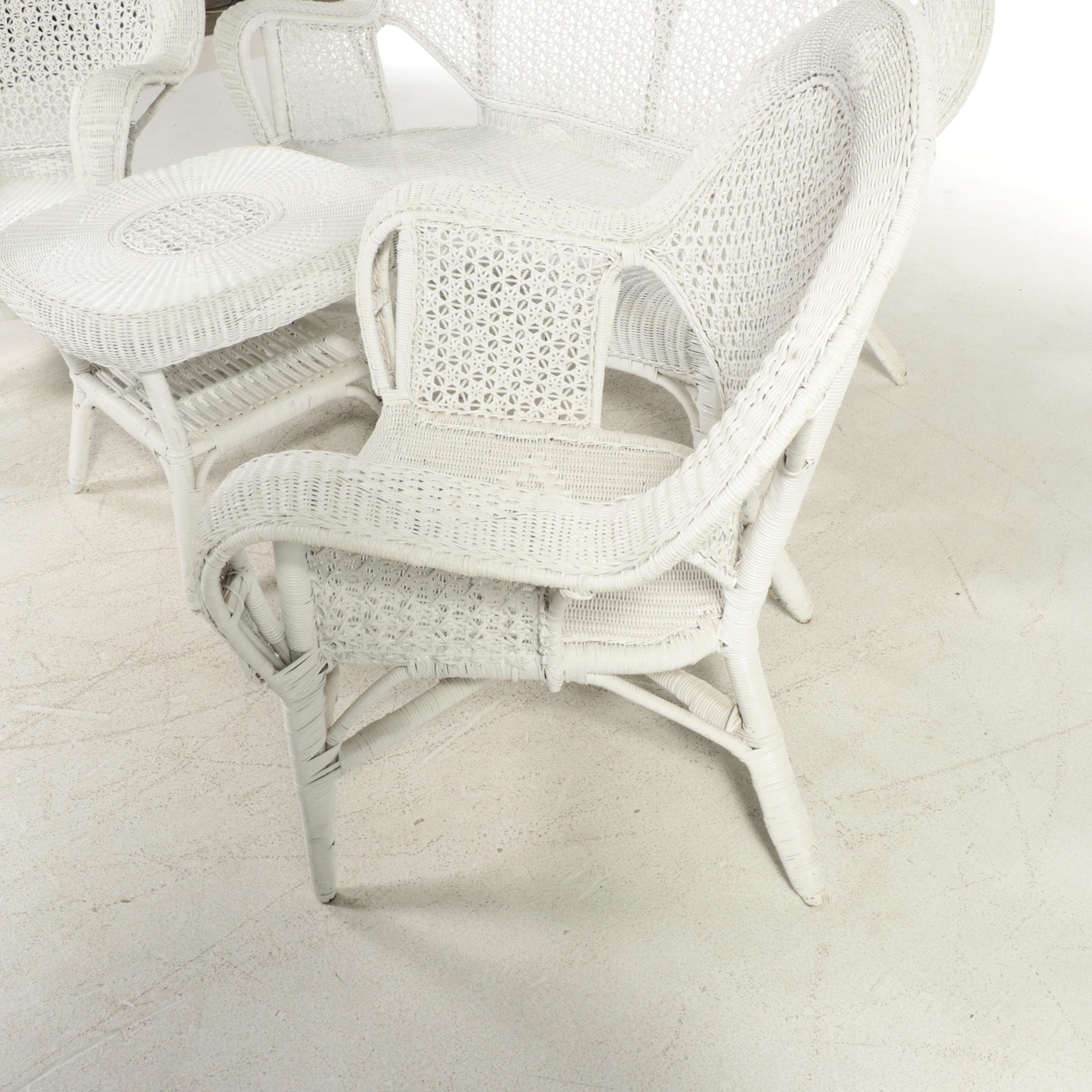 Rattan White-Washed Wicker Patio Set