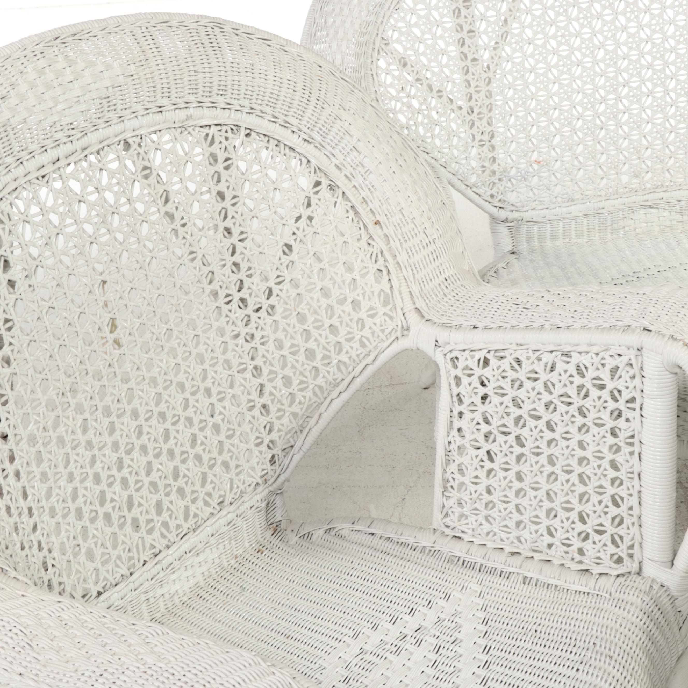 Rattan White-Washed Wicker Patio Set