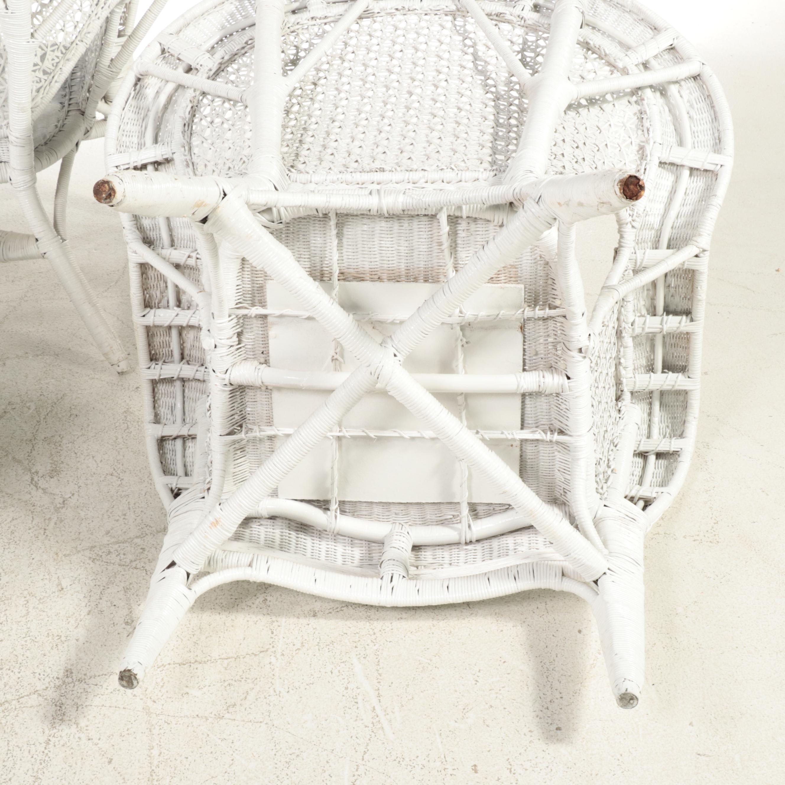 Rattan White-Washed Wicker Patio Set
