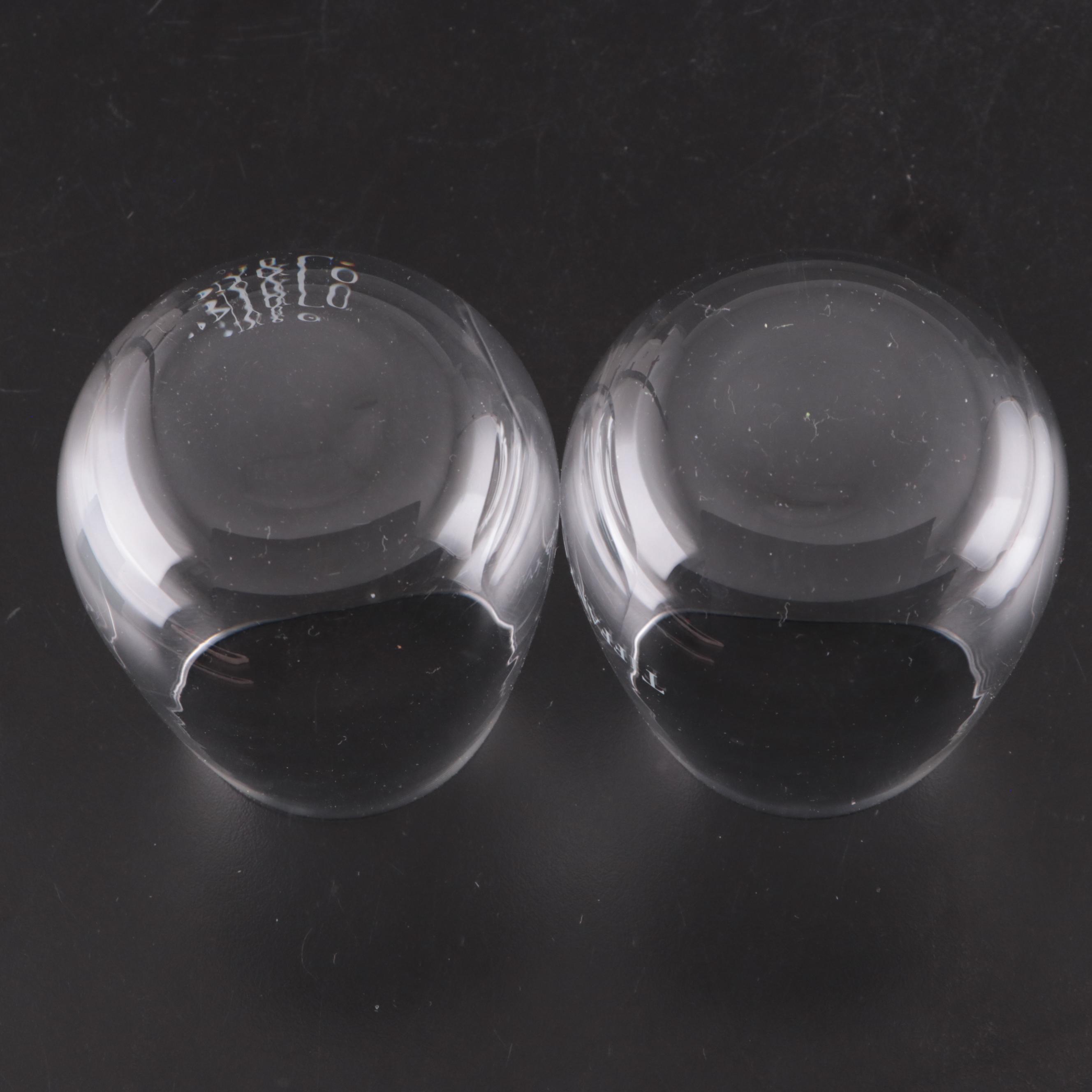 Tiffany & Co. Logo Etched Stemless Crystal Wine Glasses