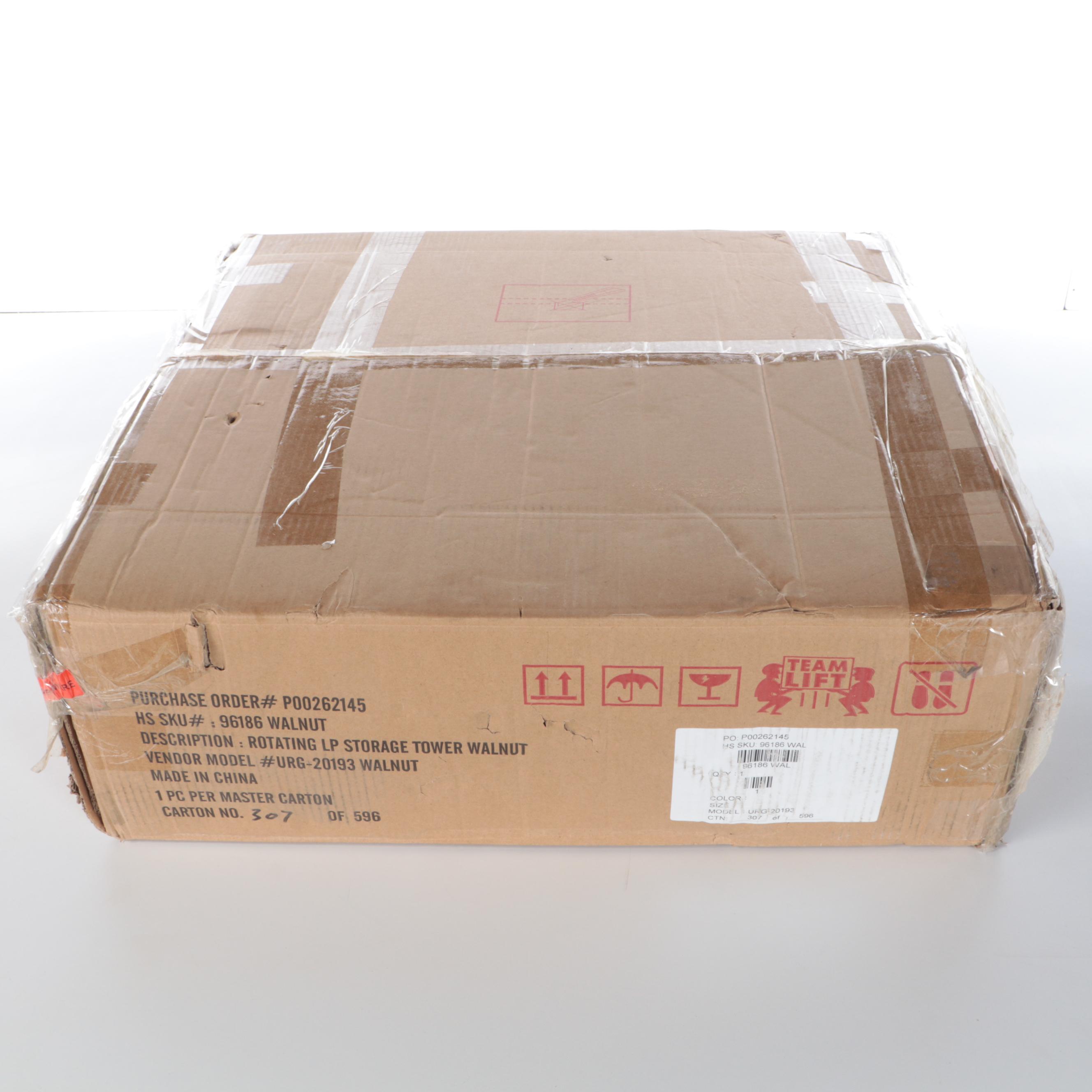 Veneered Wood Rotating Vinyl Record Storage Tower