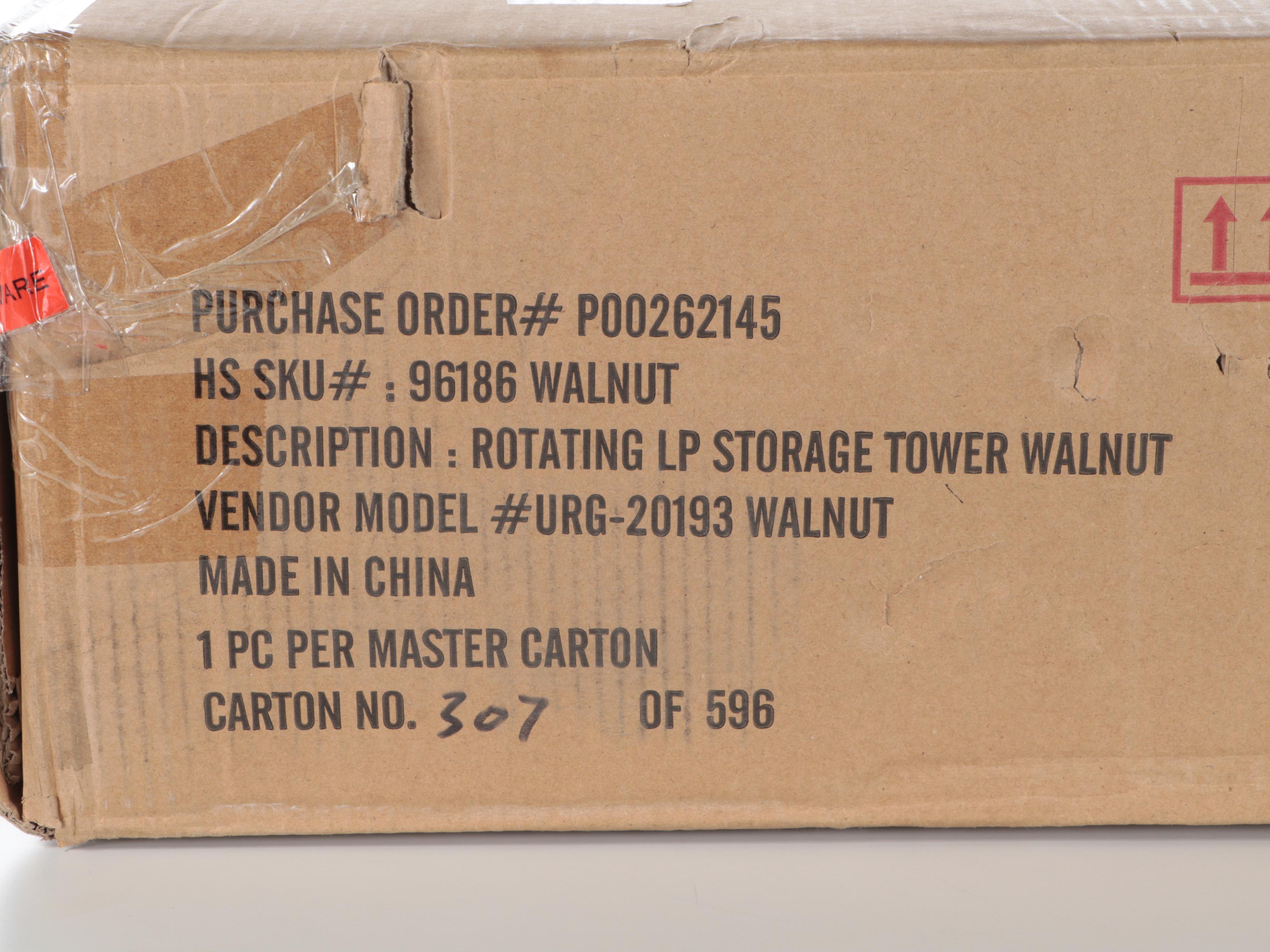 Veneered Wood Rotating Vinyl Record Storage Tower