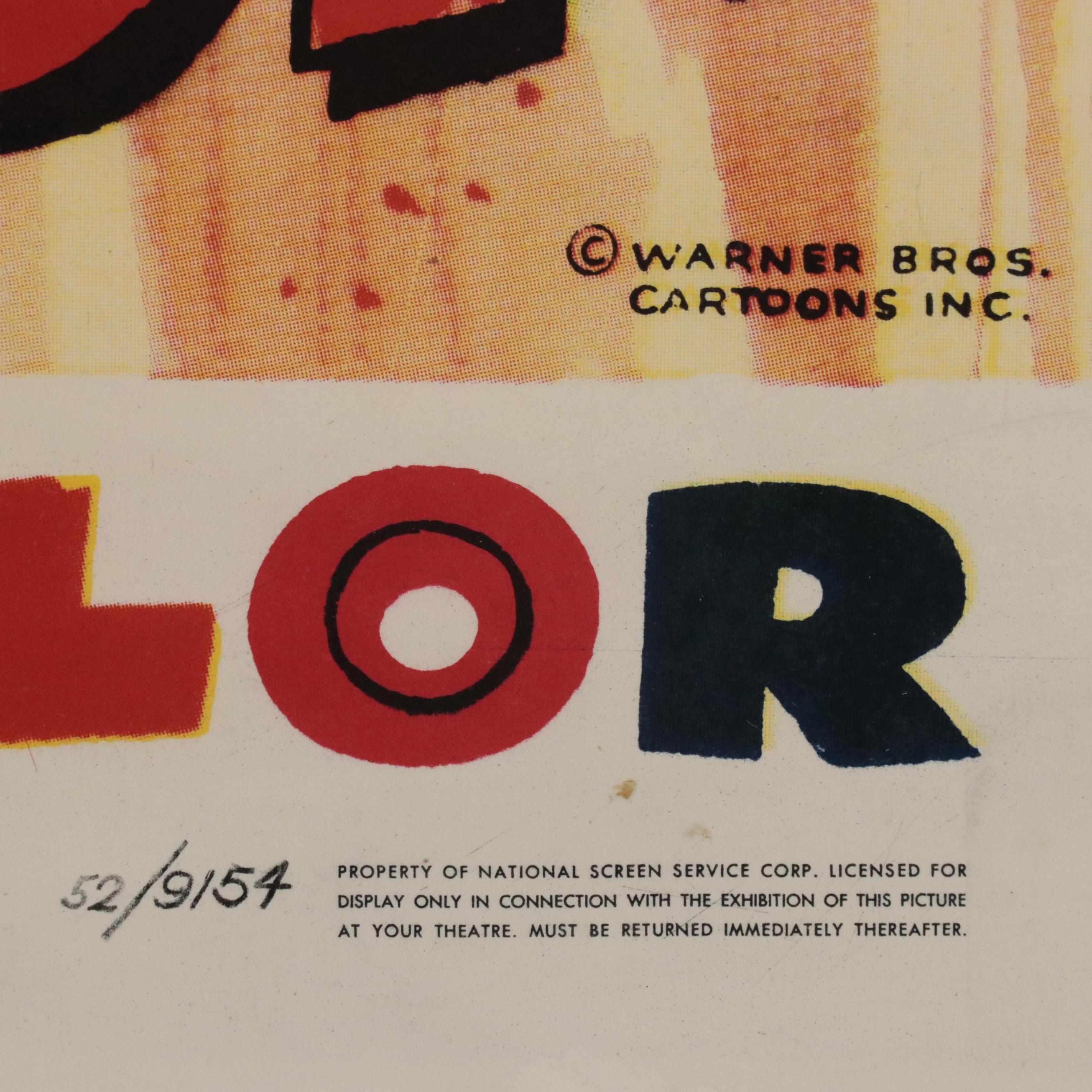 "Looney Tunes Merrie Melodies Cartoon" One Sheet TV Show Poster, 1952