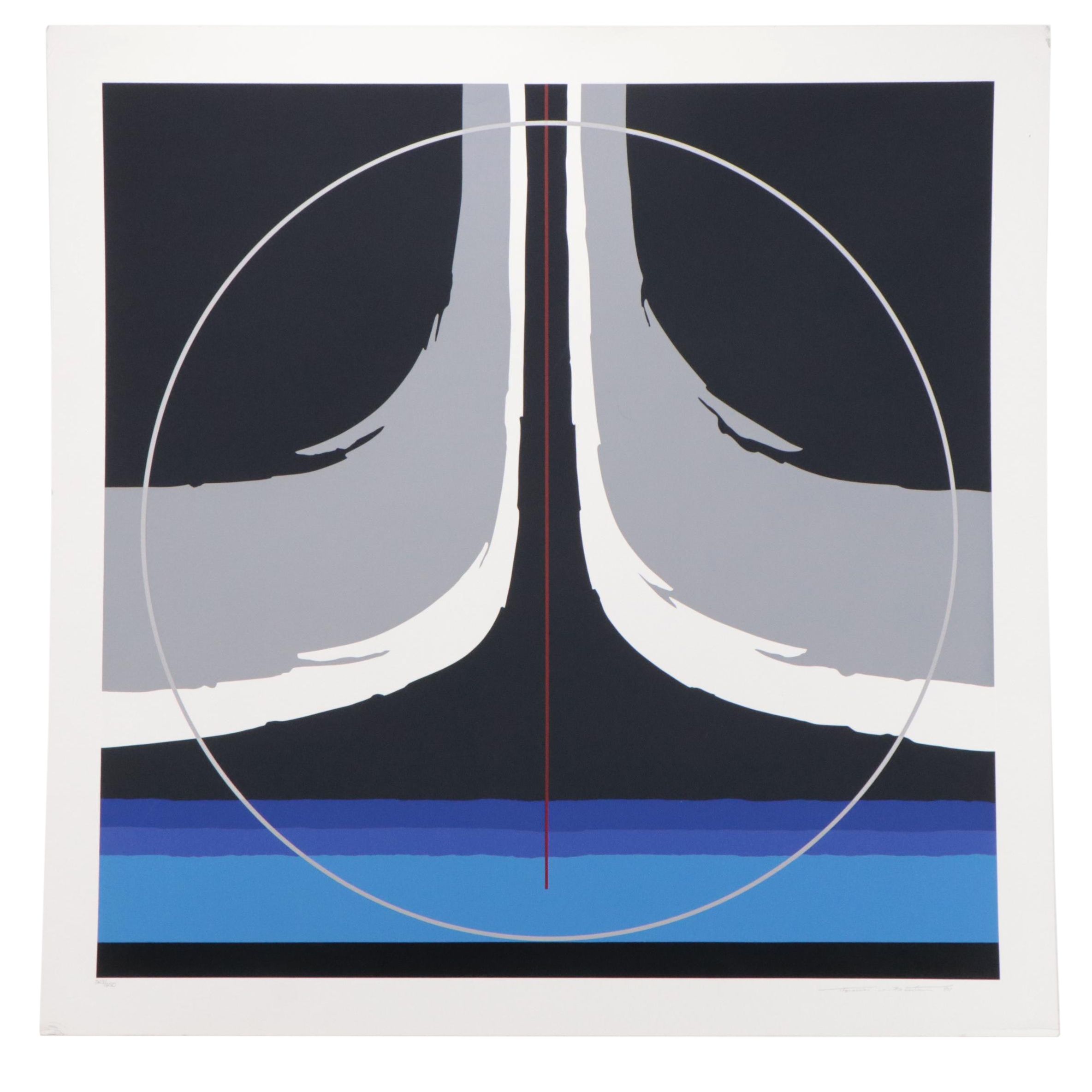 Thomas Whelan Benton Serigraph "Earthline Red," 1981