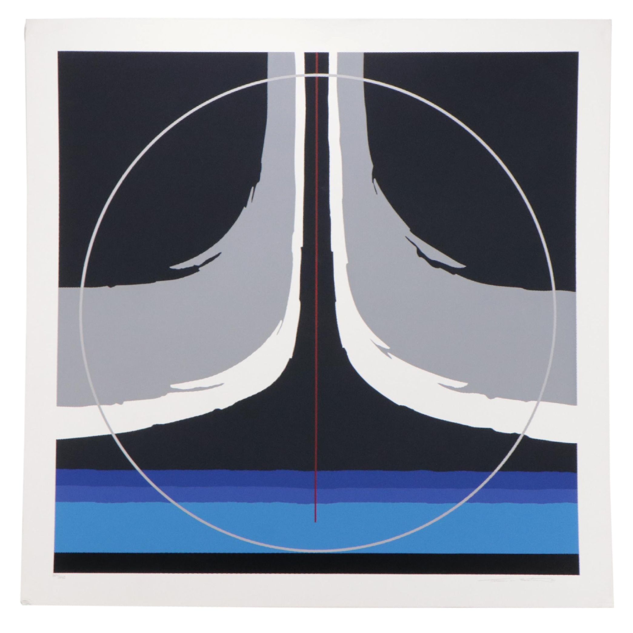 Thomas Whalen Benton Serigraph "Earthline Red," 1981