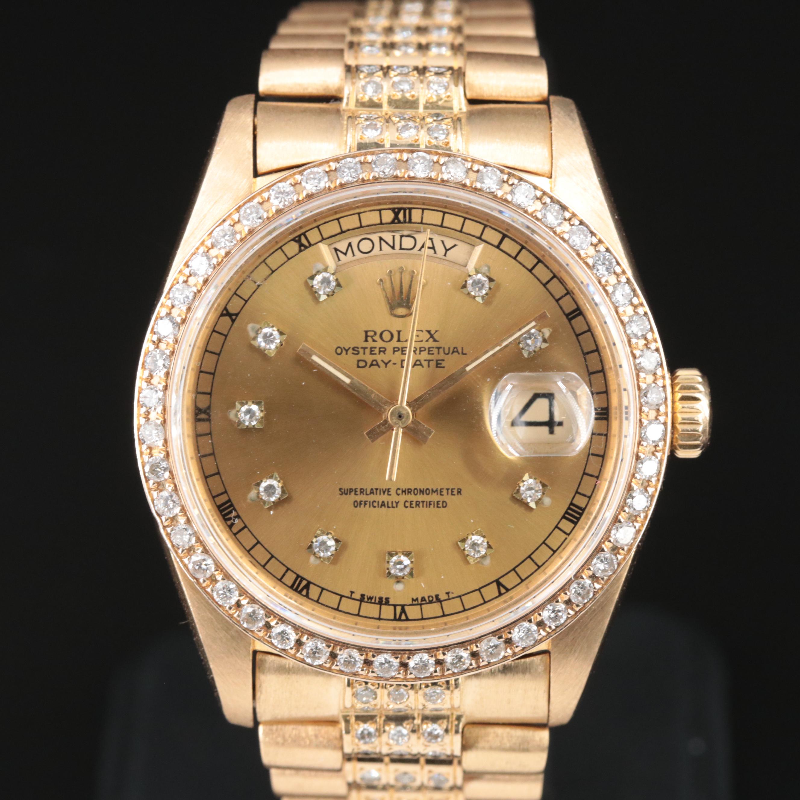 Rolex Oyster Perpetual Day-Date Custom Dial, Bezel, Bracelet Watch