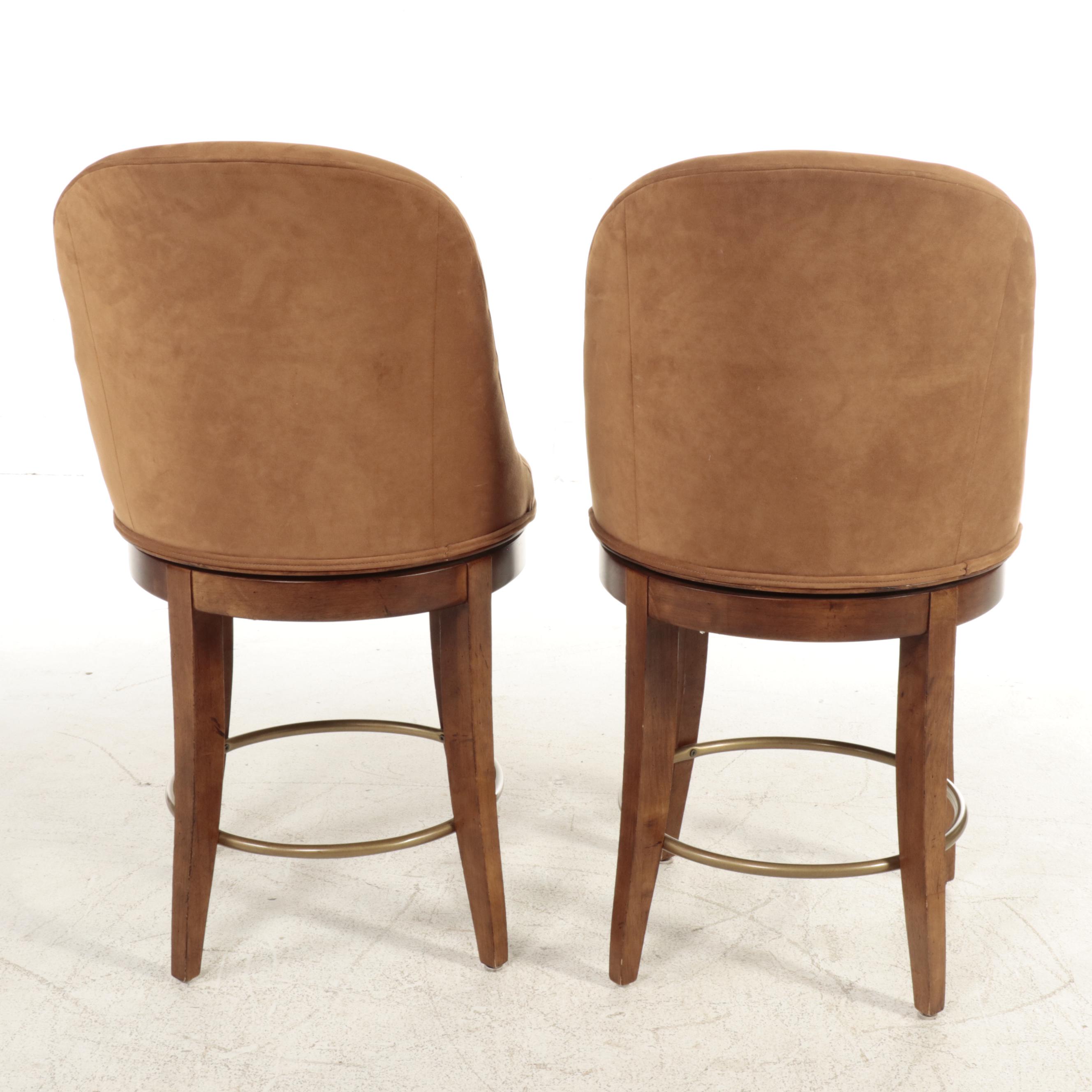 Pair of Armless Barrel Back Swivel Stools