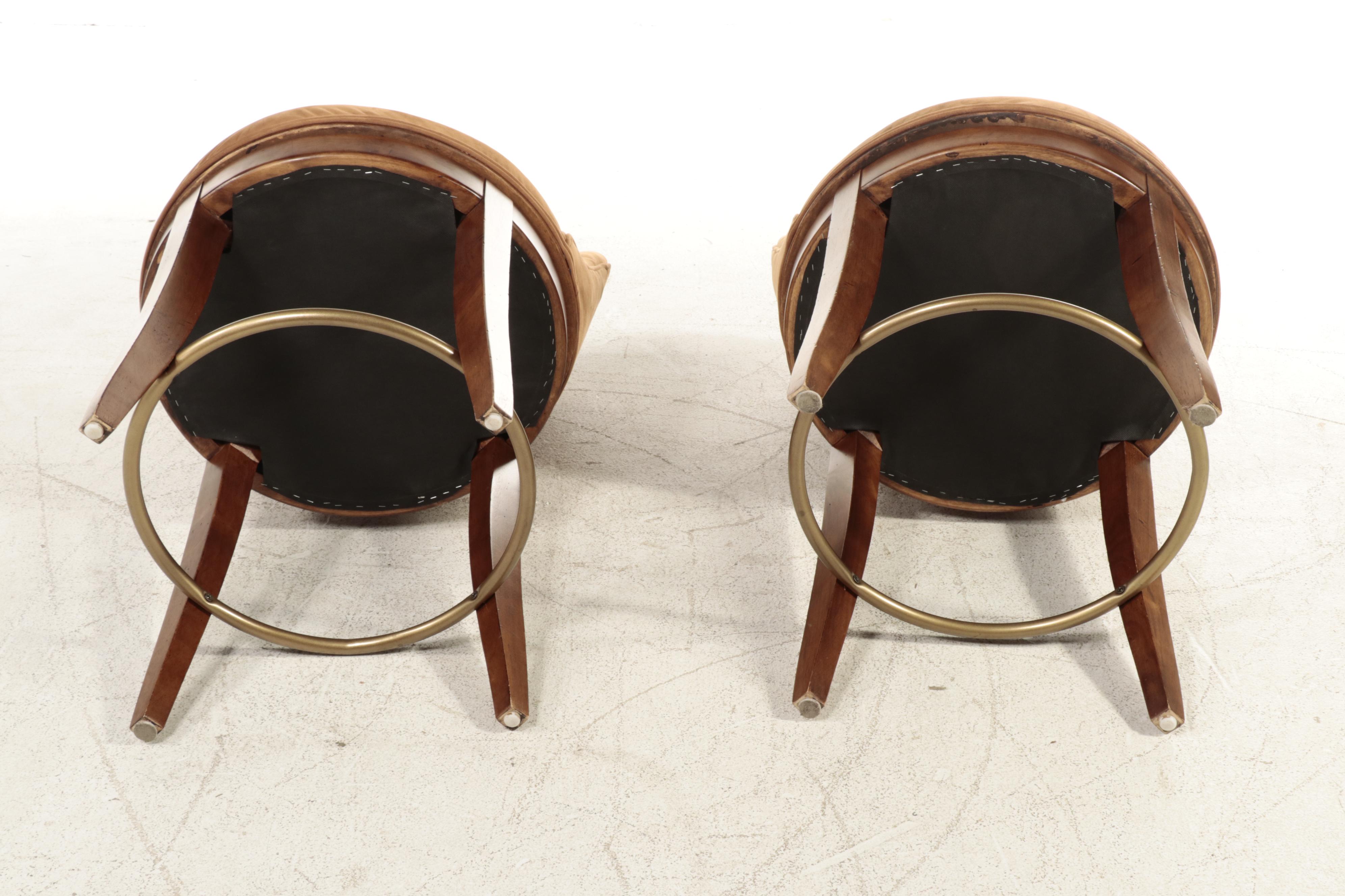 Pair of Armless Barrel Back Swivel Stools