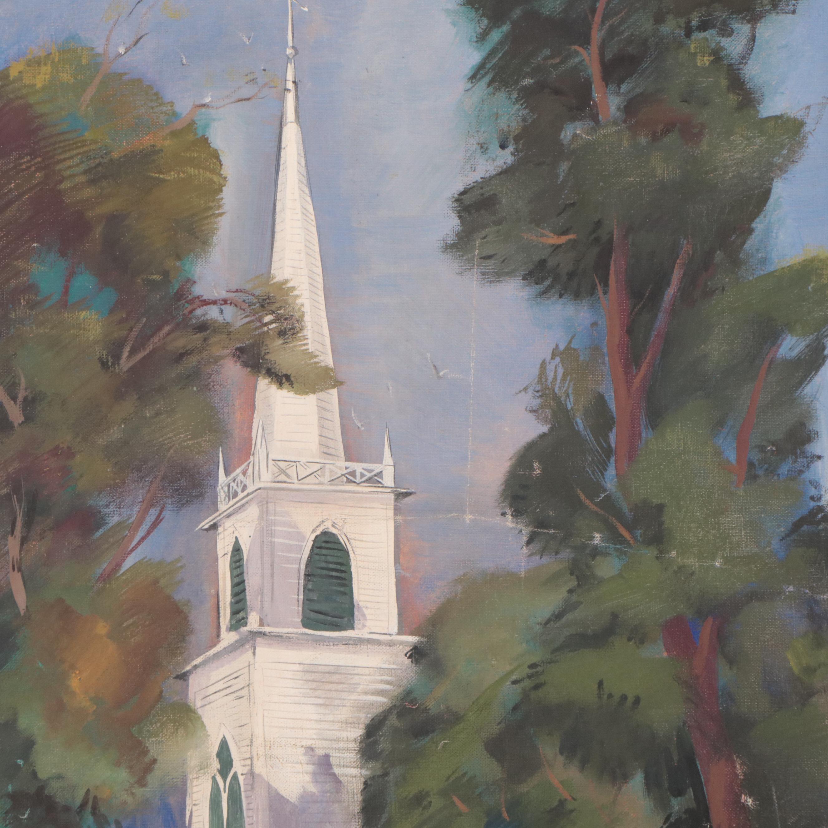 Landscape Oil Painting of Church