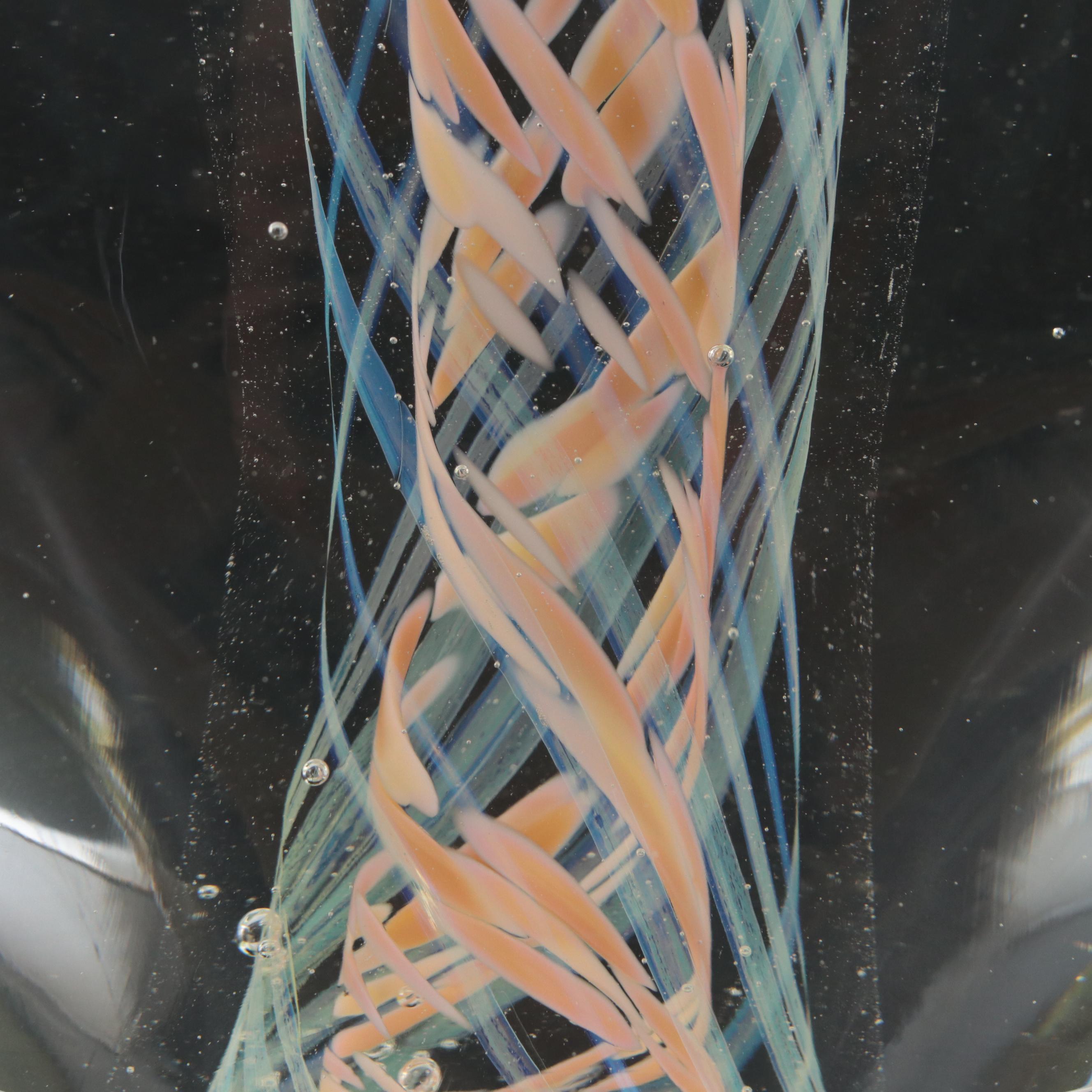 Rollin Karg Opalescent Abstract Art Glass Sculpture, 2004