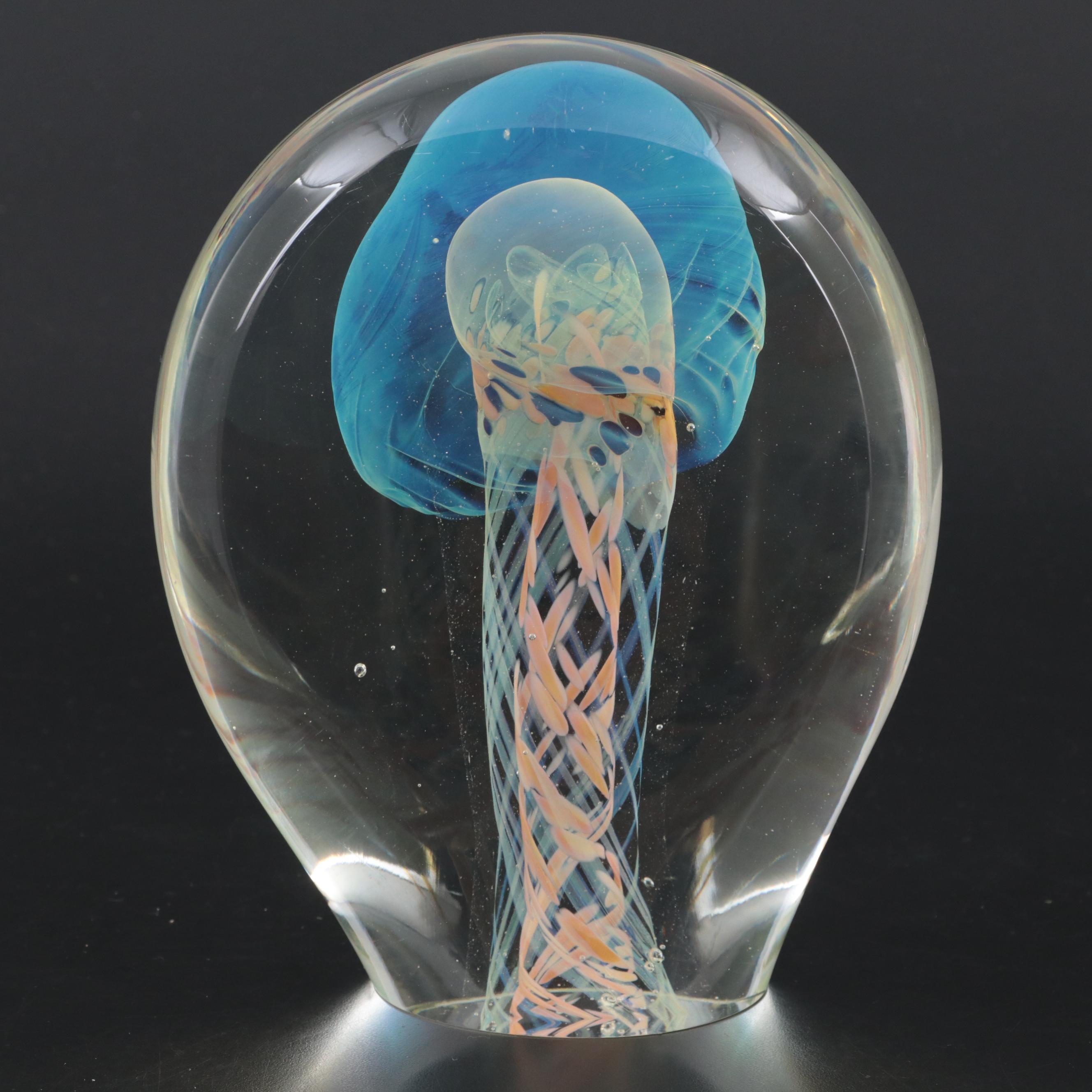 Rollin Karg Opalescent Abstract Art Glass Sculpture, 2004