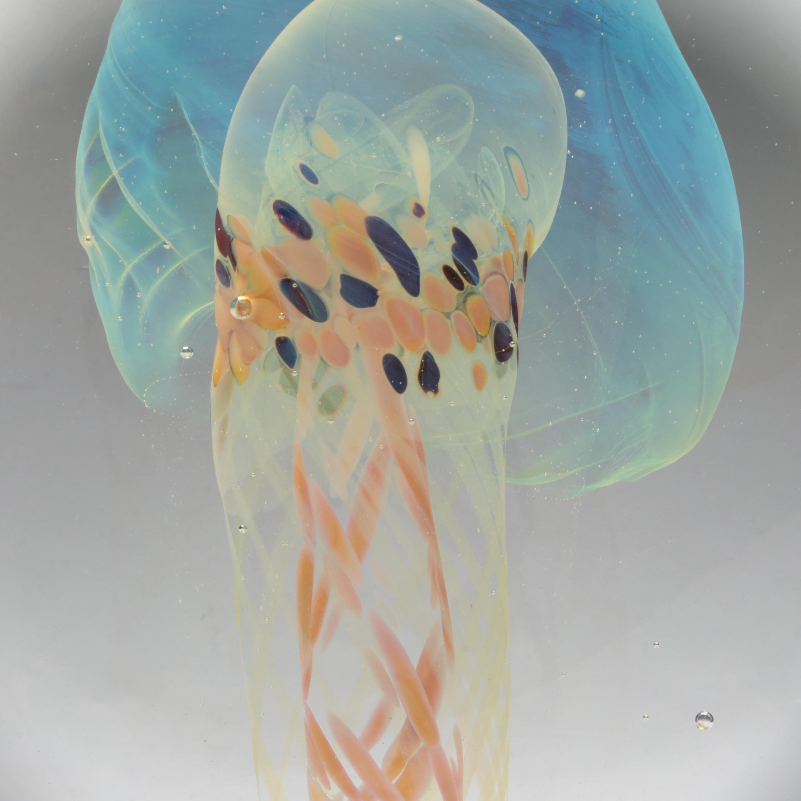 Rollin Karg Opalescent Abstract Art Glass Sculpture, 2004