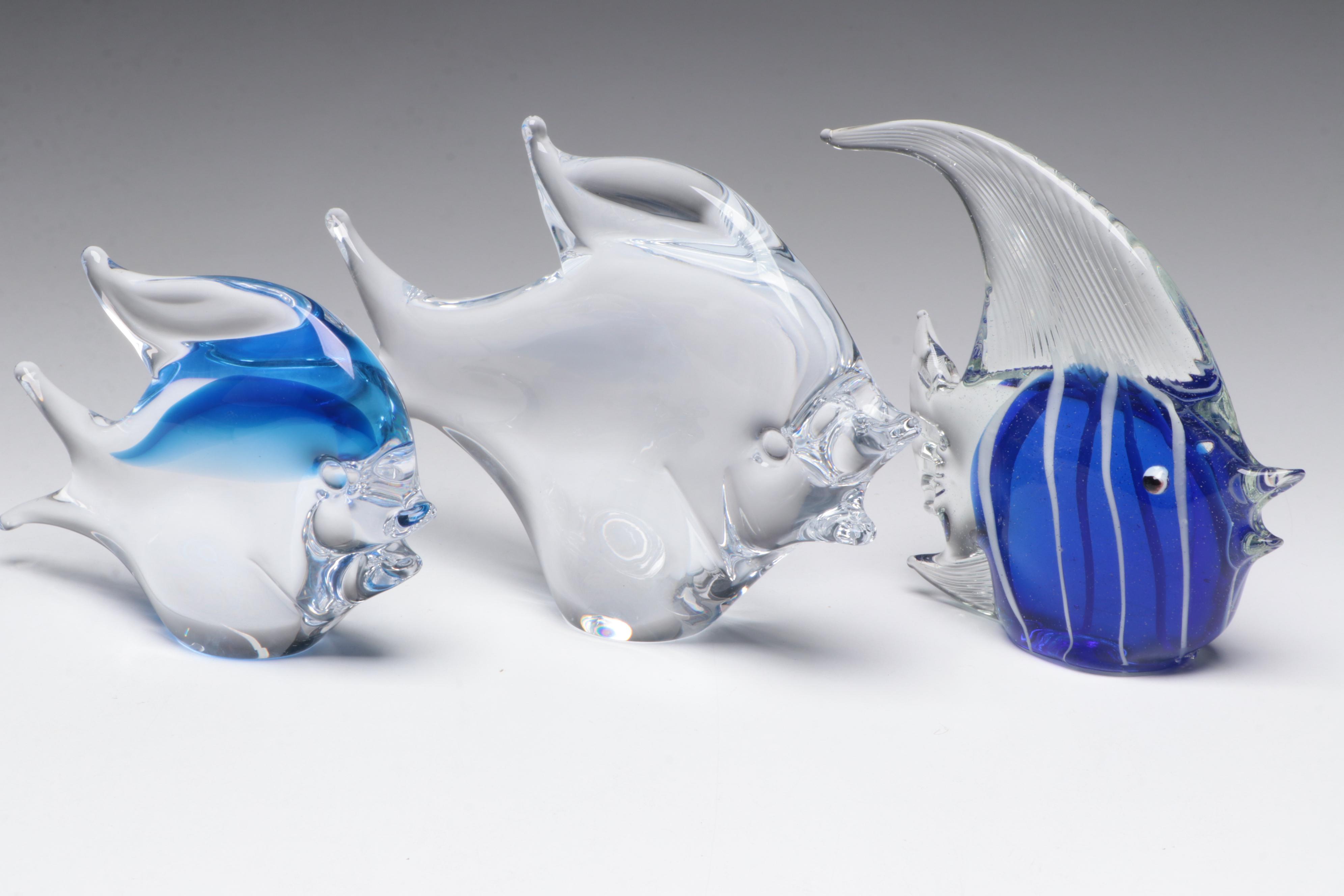 Murano Style Cobalt Blue Glass Angelfish Figurine with More