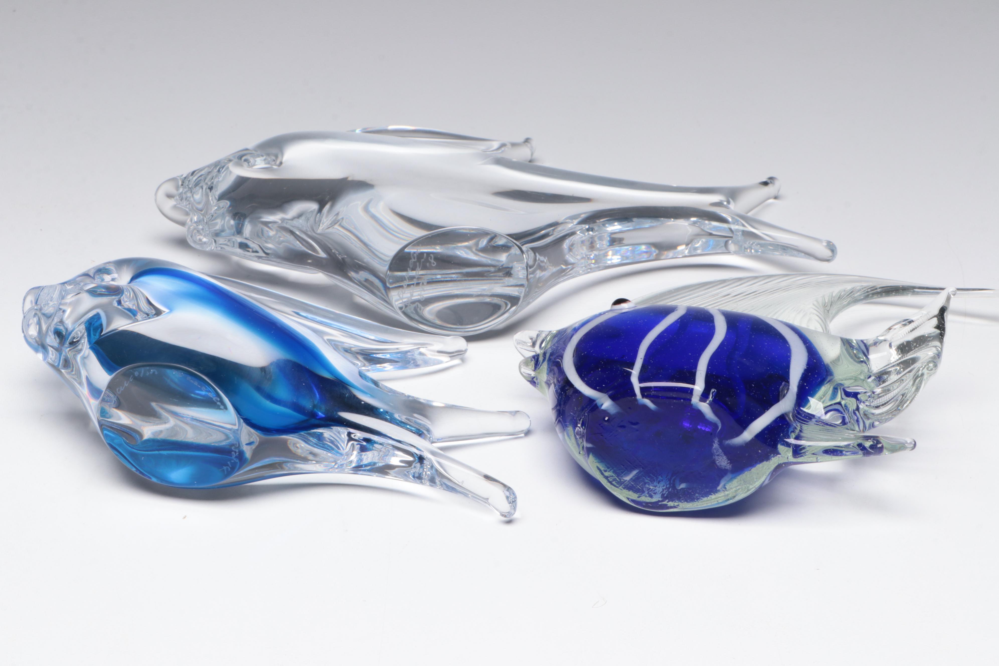 Murano Style Cobalt Blue Glass Angelfish Figurine with More