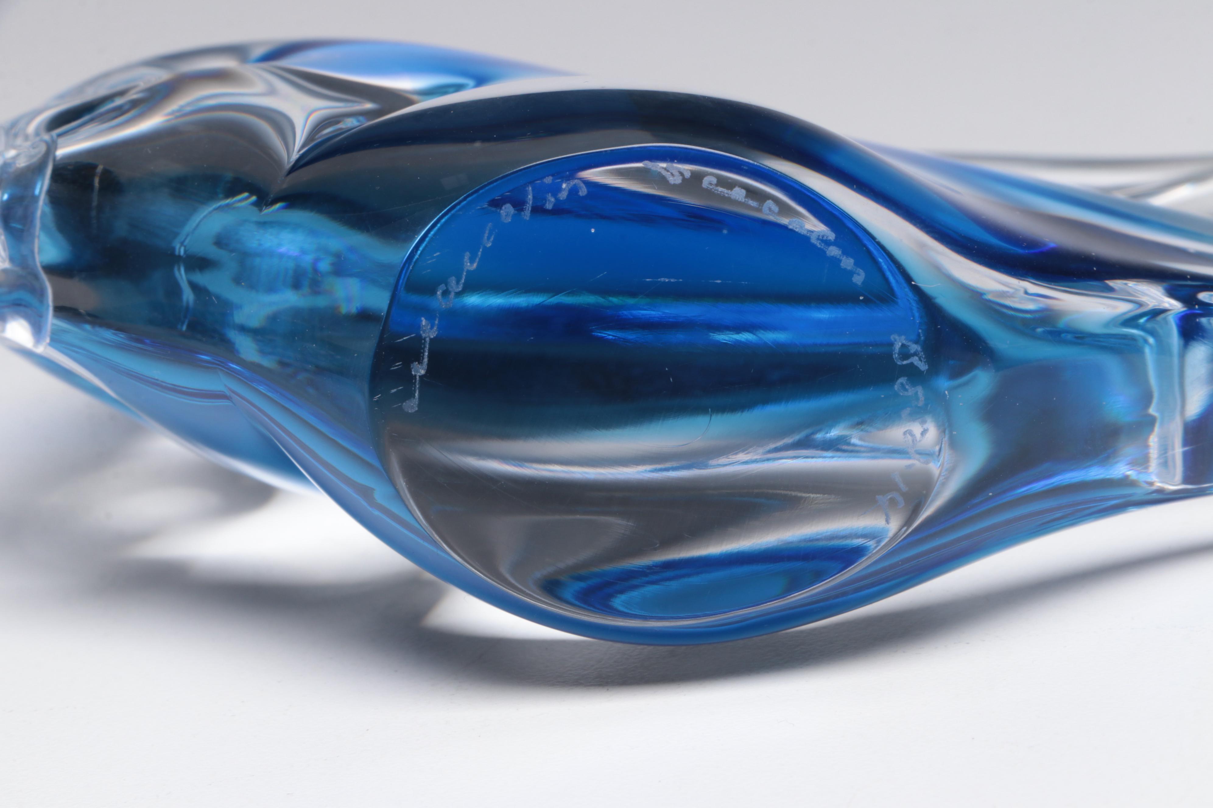 Murano Style Cobalt Blue Glass Angelfish Figurine with More