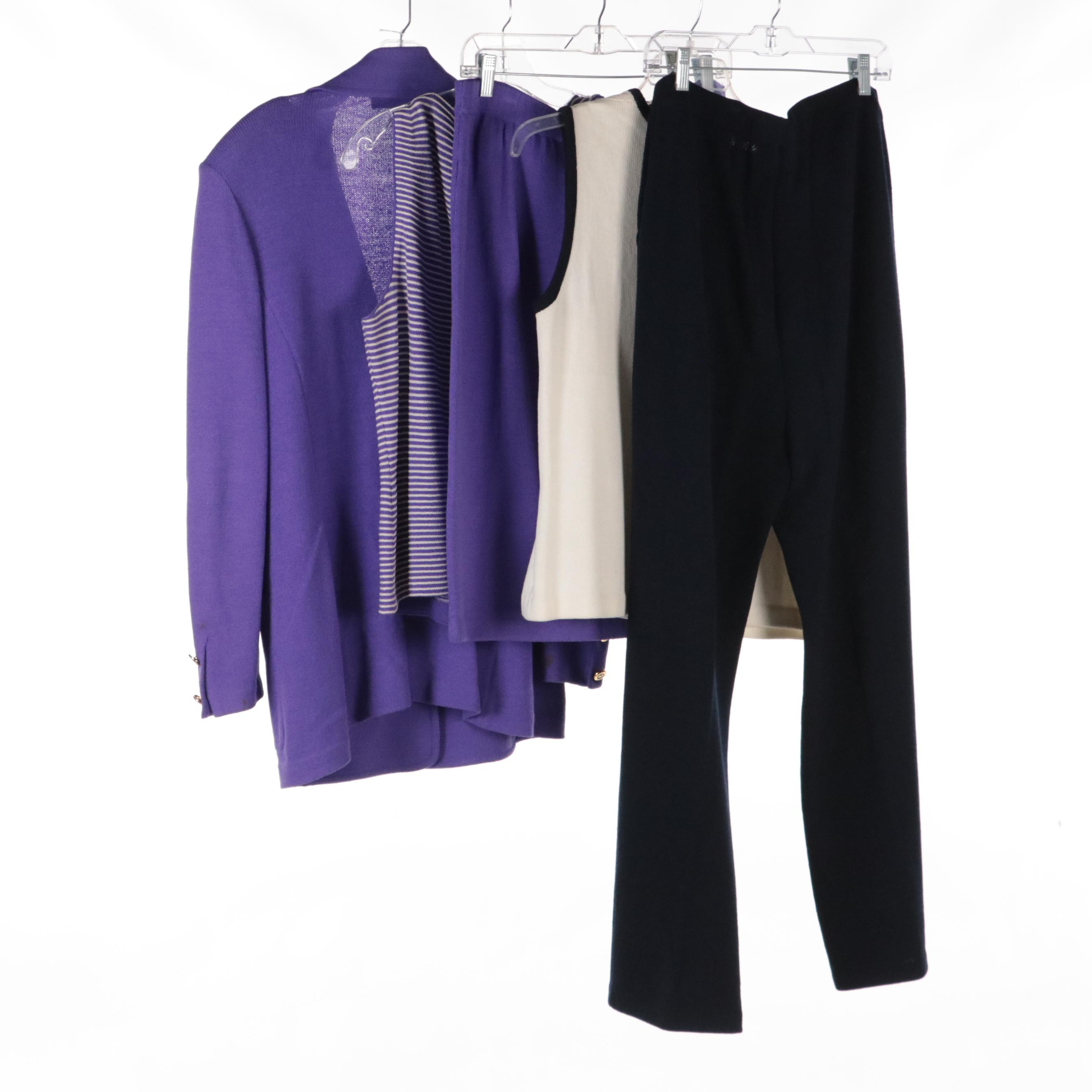 St. John Collection Three-Piece Knit Skirt Set with Knit Tank and Pants