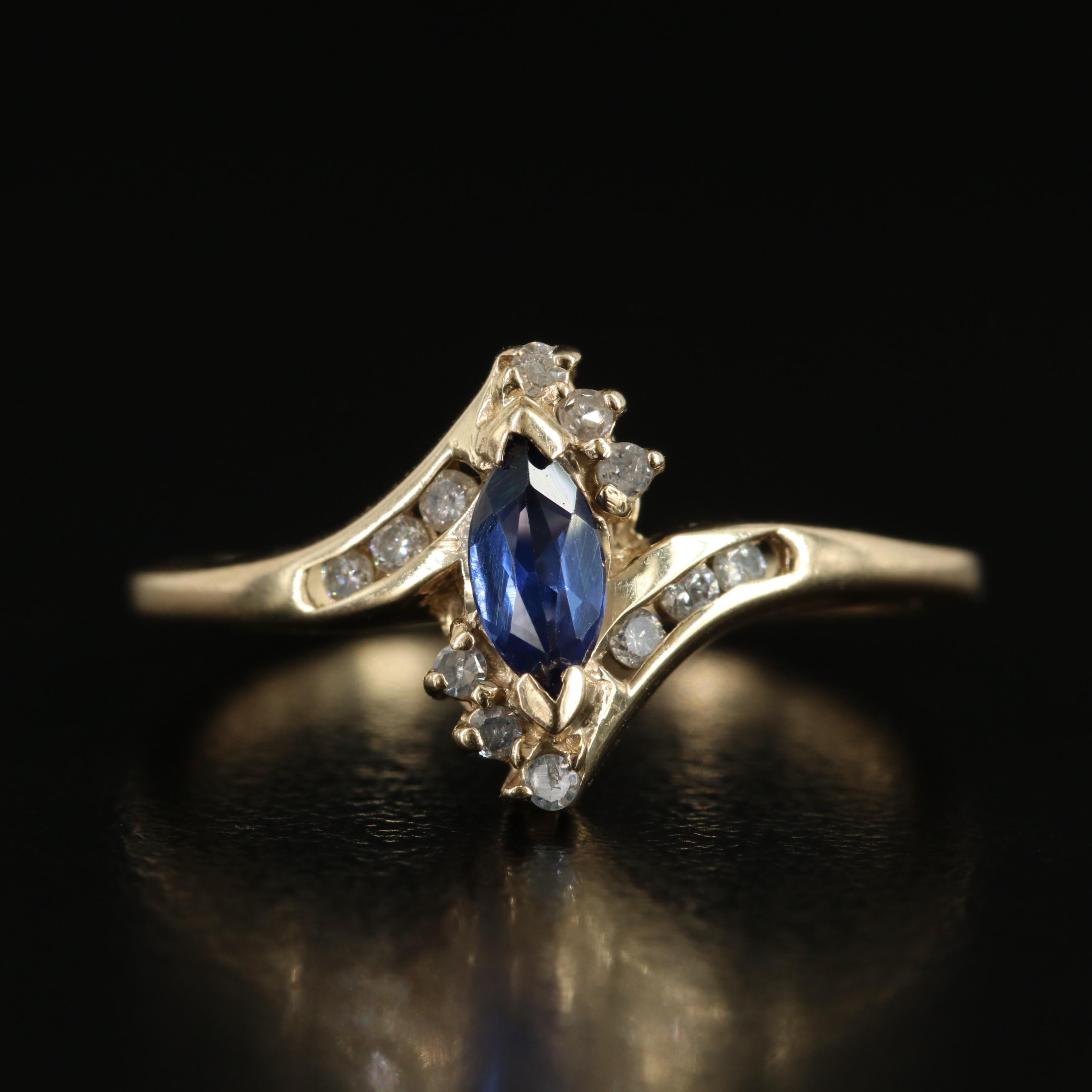 10K Sapphire and Diamond Ring