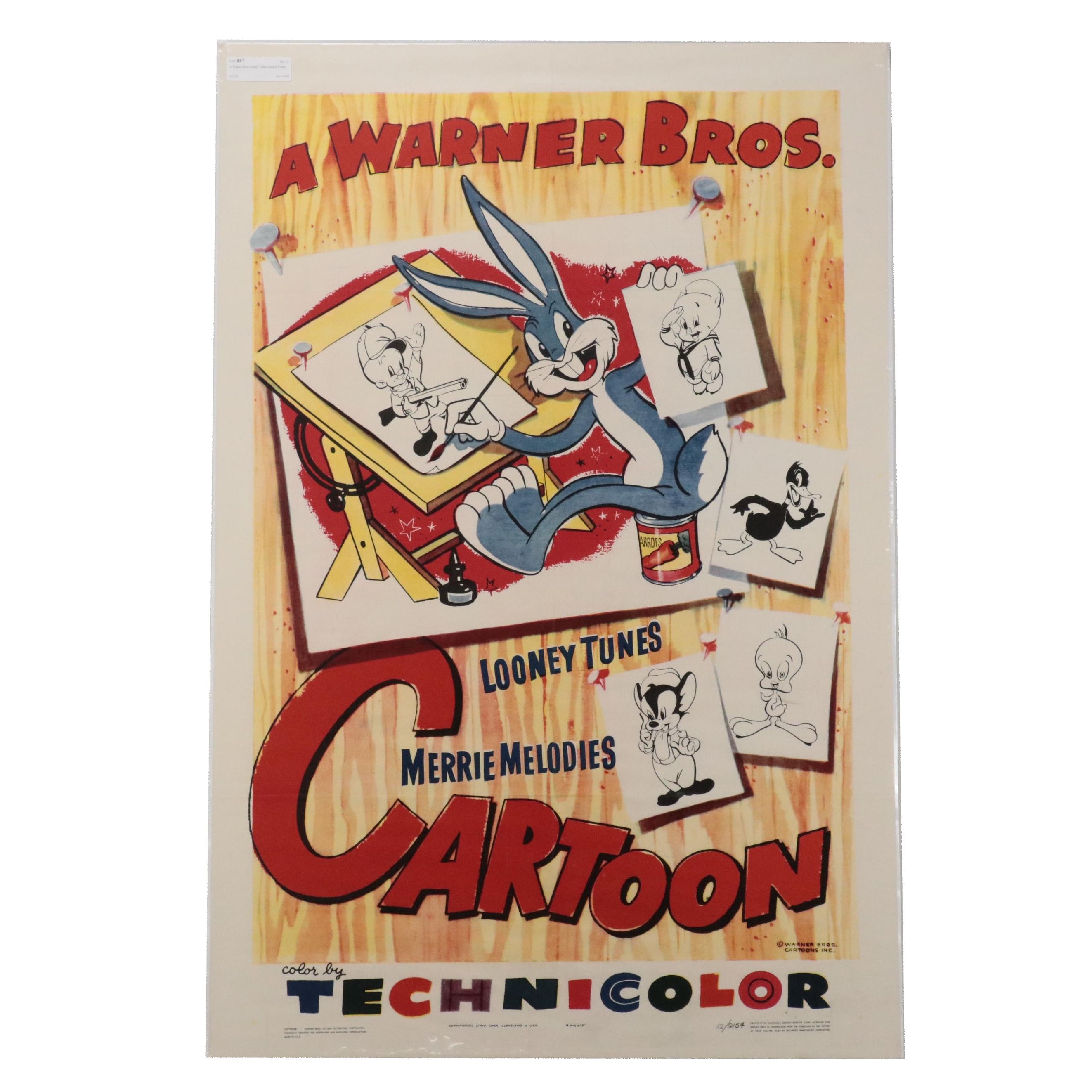 "Looney Tunes Merrie Melodies Cartoon" One Sheet TV Show Poster, 1952