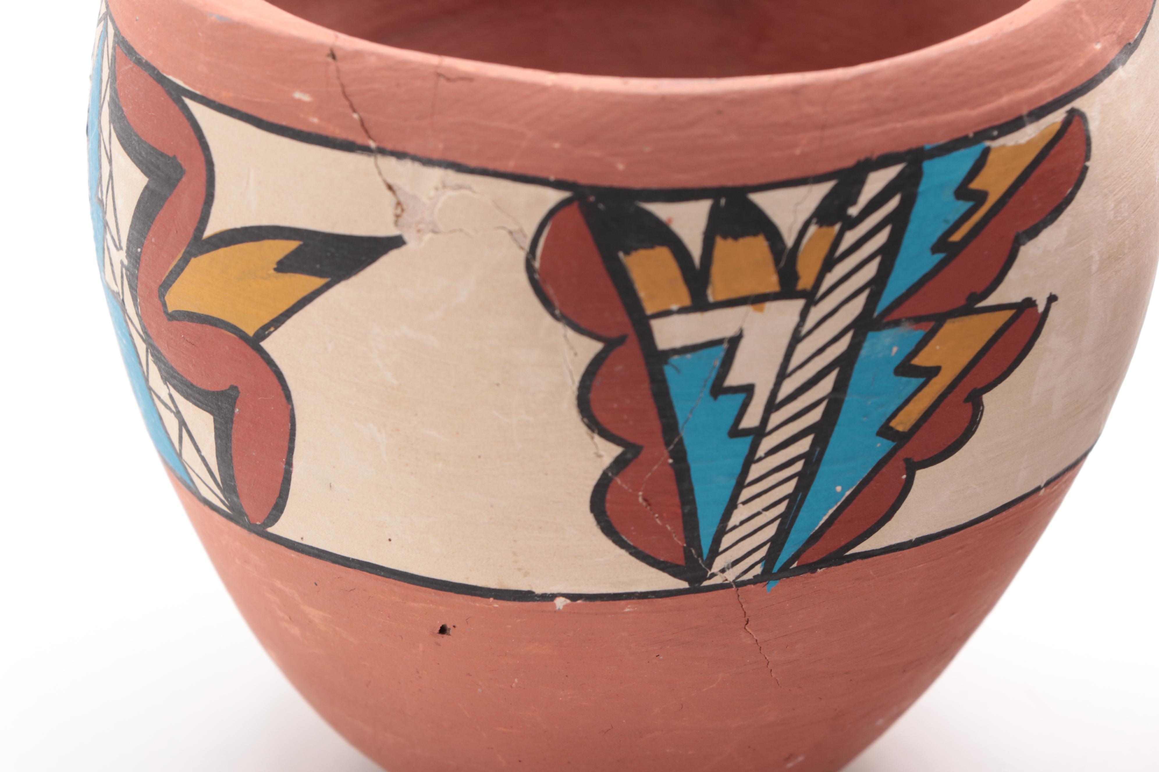 Native American Pottery Collection with Polychrome Kachina and Hawaiian Carving