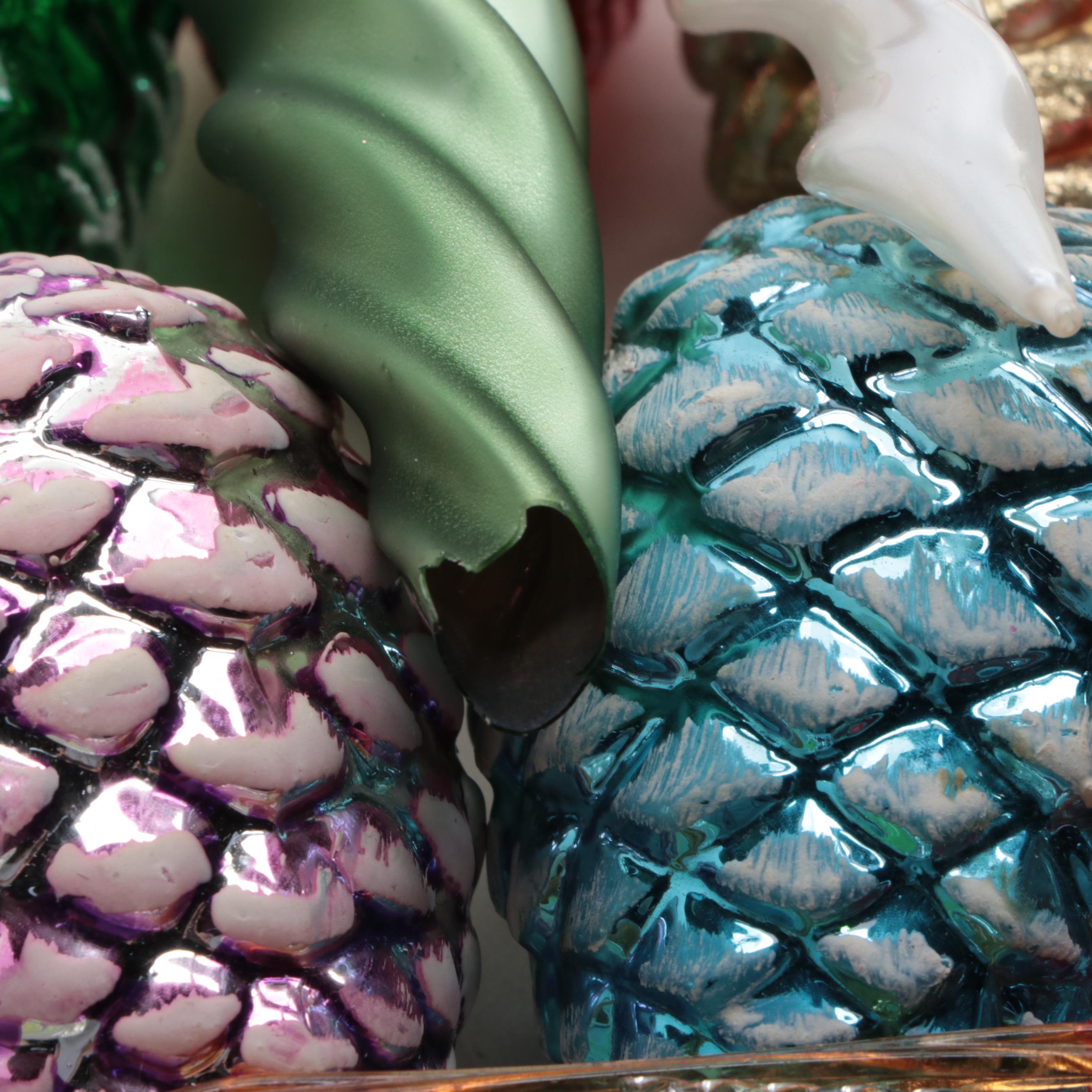 Shiny Brite Glass Pine Cones and Assorted Ornament Collection