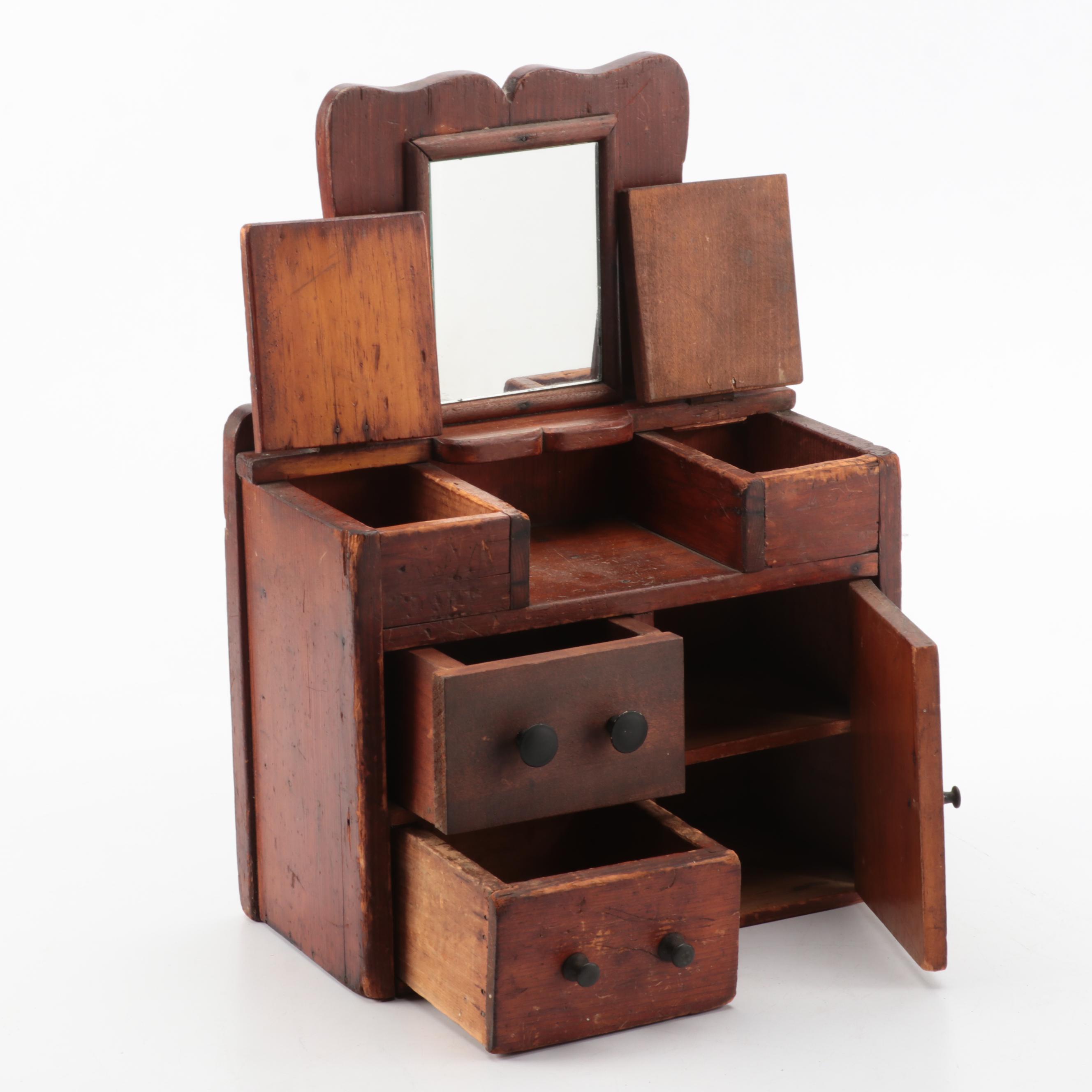 Victorian Tabletop Cabinet with Arched Top and Other Miniature Dressing Table