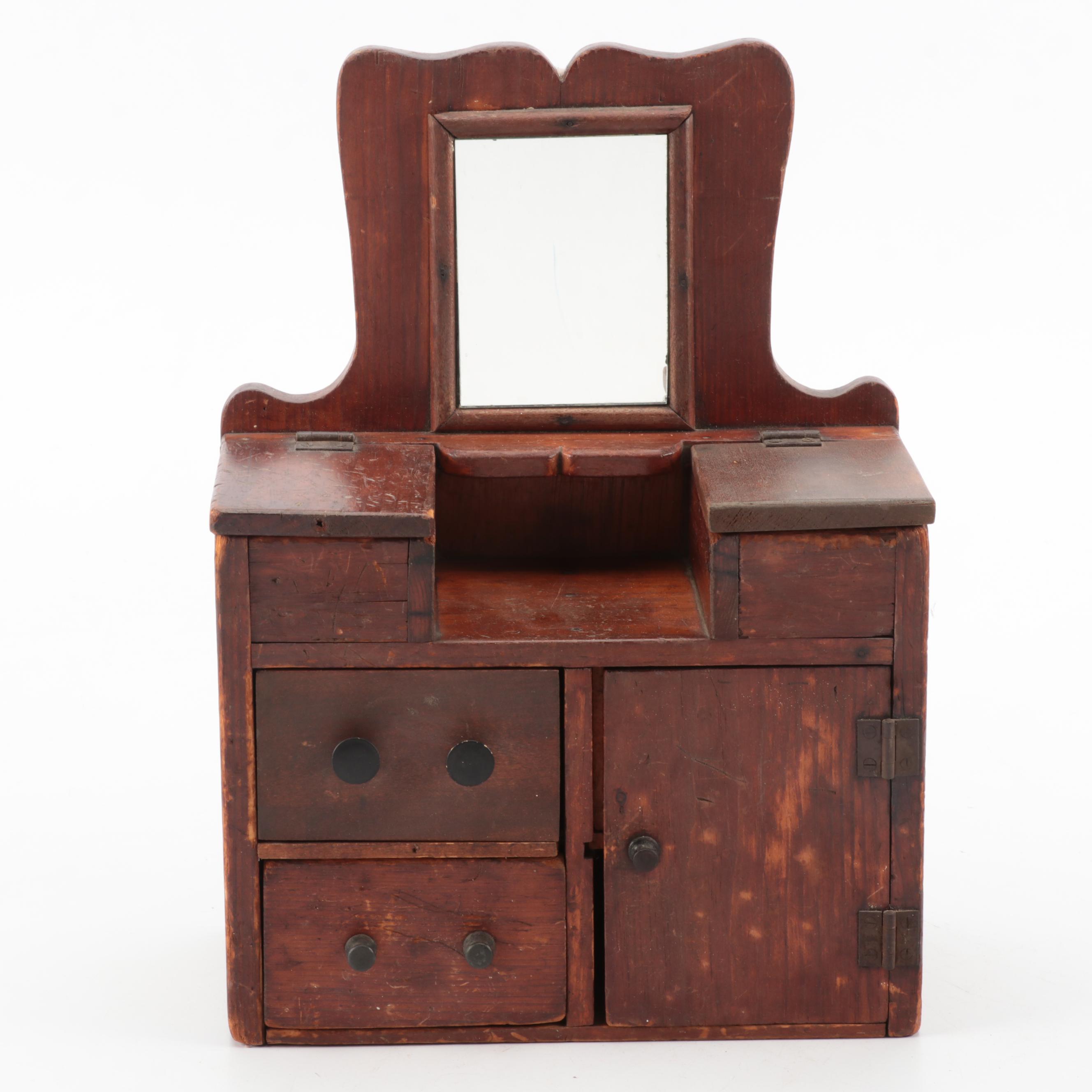 Victorian Tabletop Cabinet with Arched Top and Other Miniature Dressing Table
