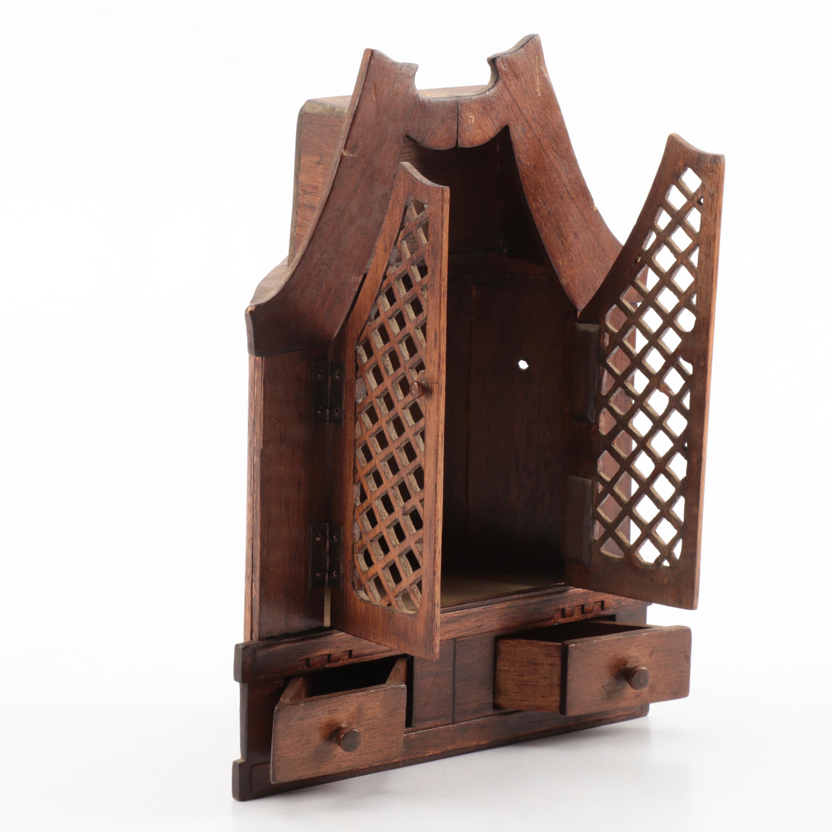 Victorian Tabletop Cabinet with Arched Top and Other Miniature Dressing Table