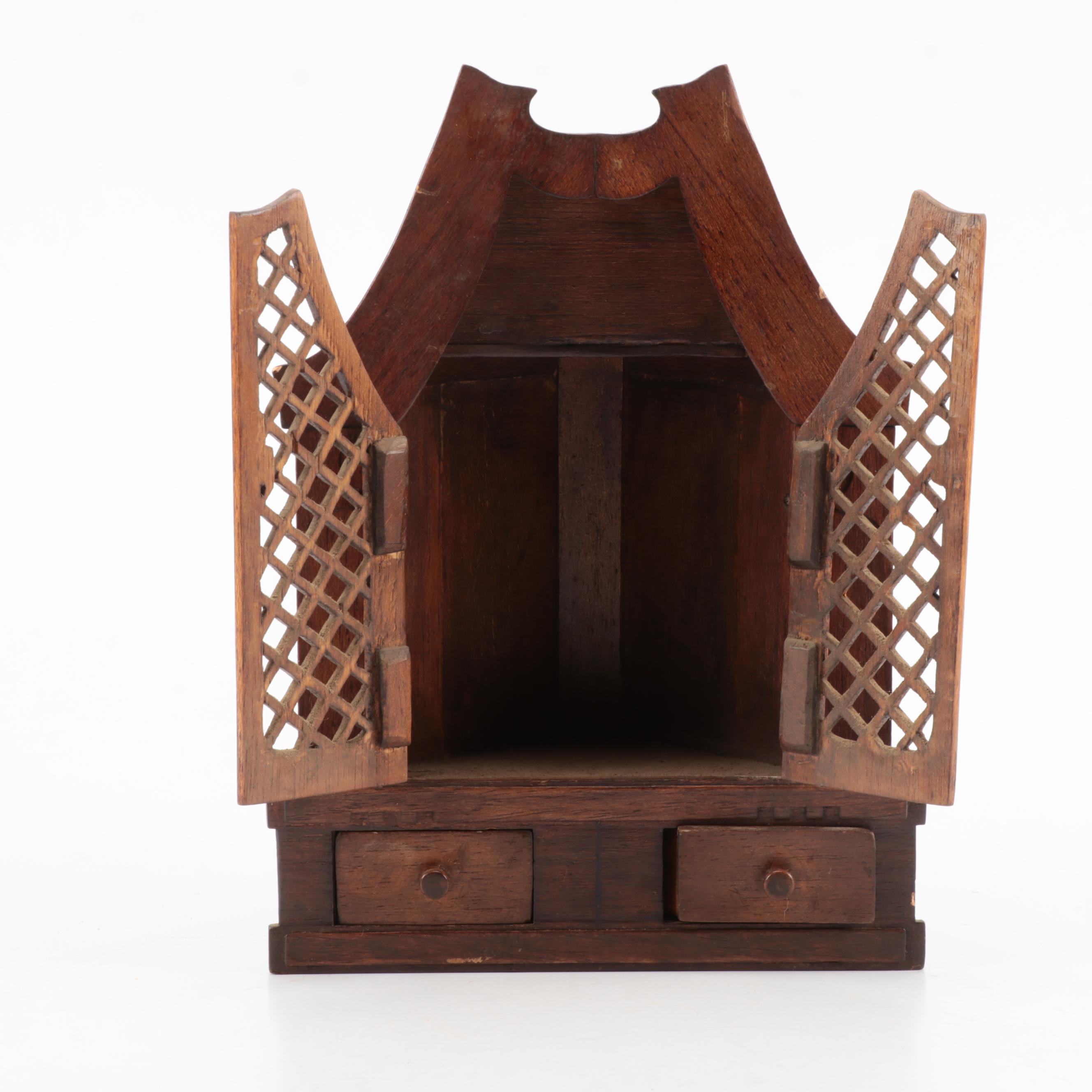 Victorian Tabletop Cabinet with Arched Top and Other Miniature Dressing Table