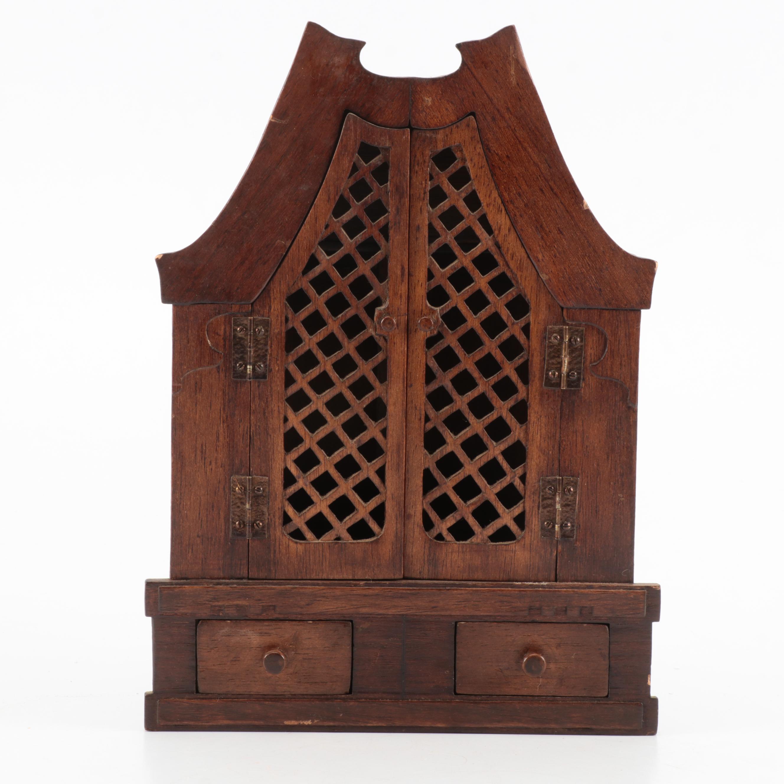 Victorian Tabletop Cabinet with Arched Top and Other Miniature Dressing Table