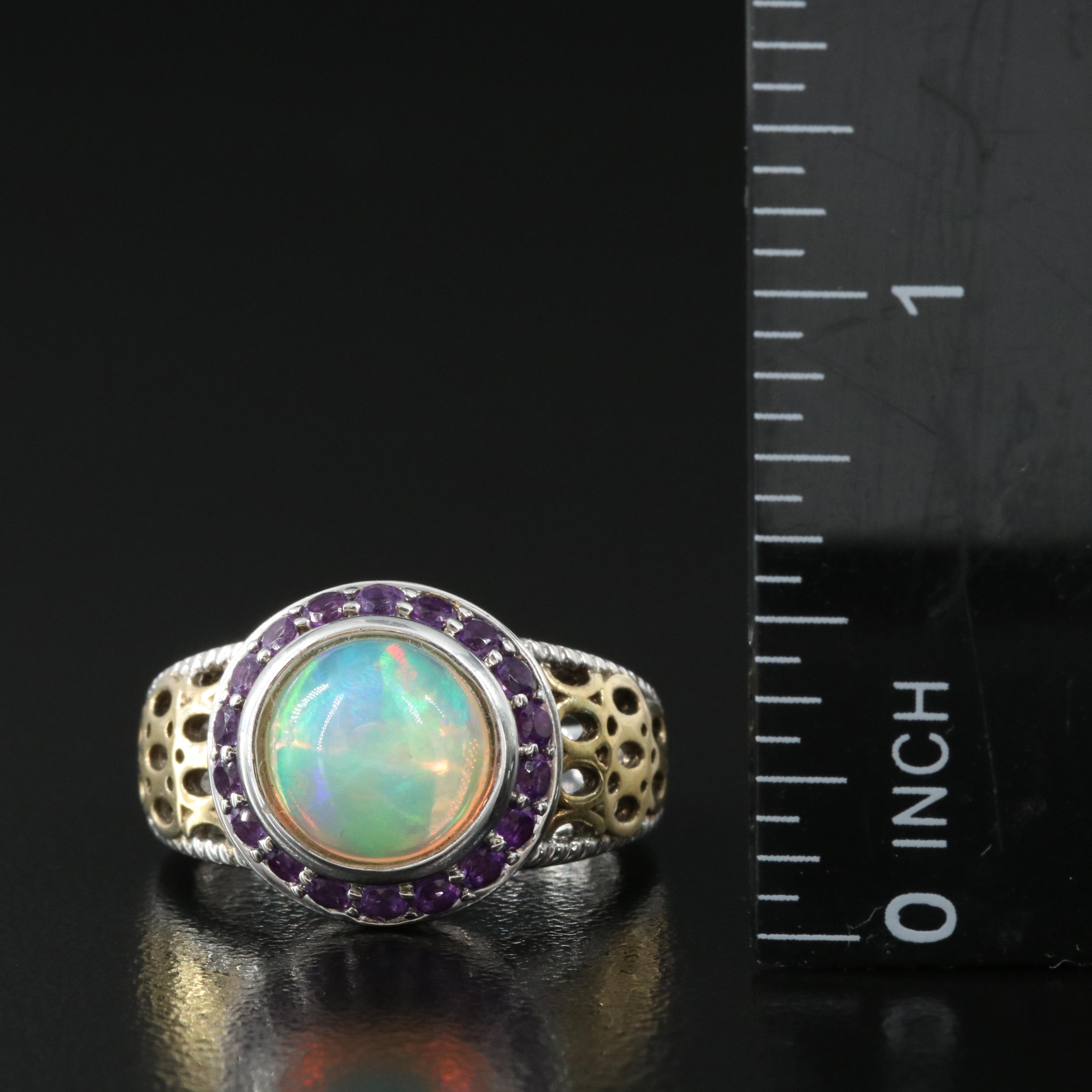 Sterling Opal and Amethyst Ring