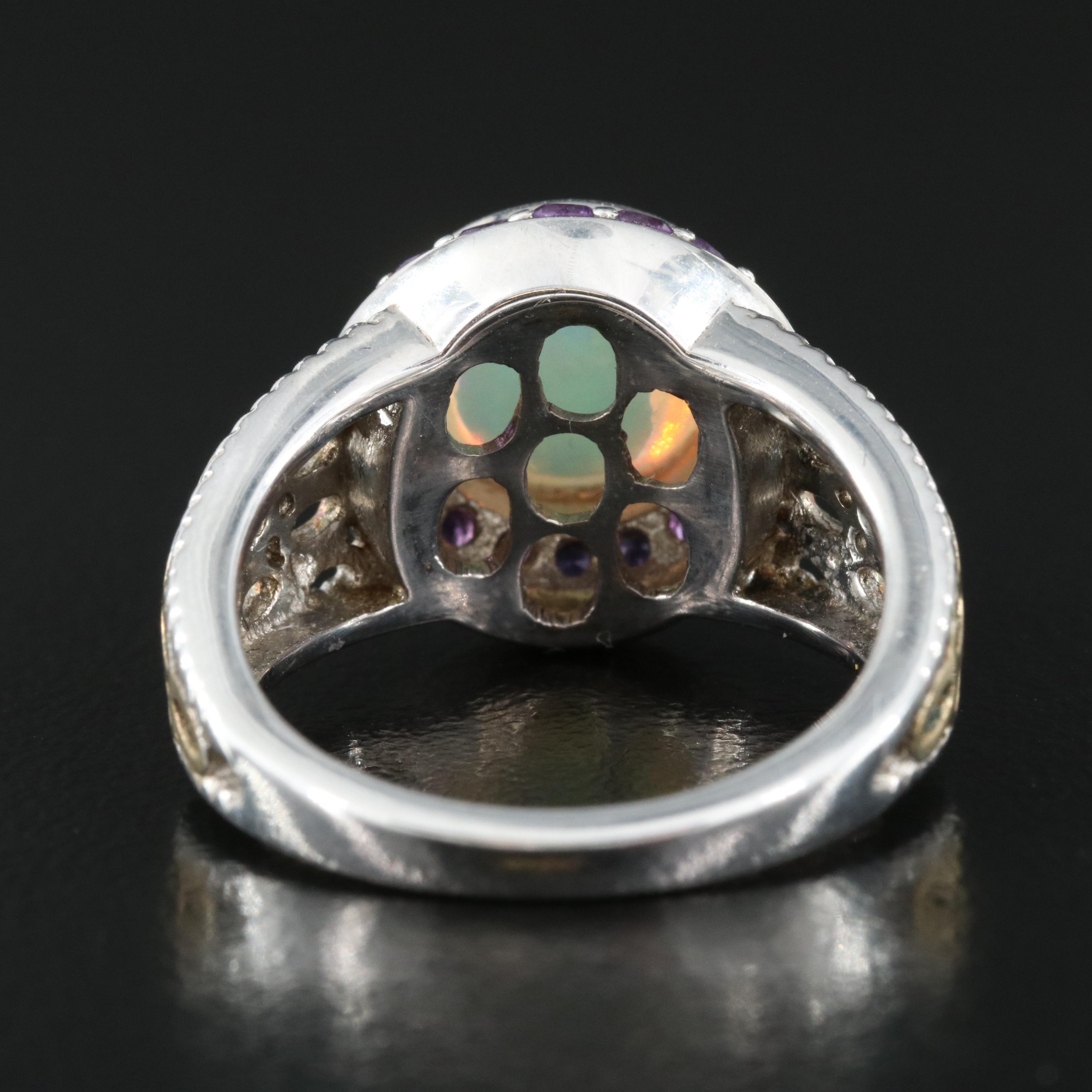 Sterling Opal and Amethyst Ring